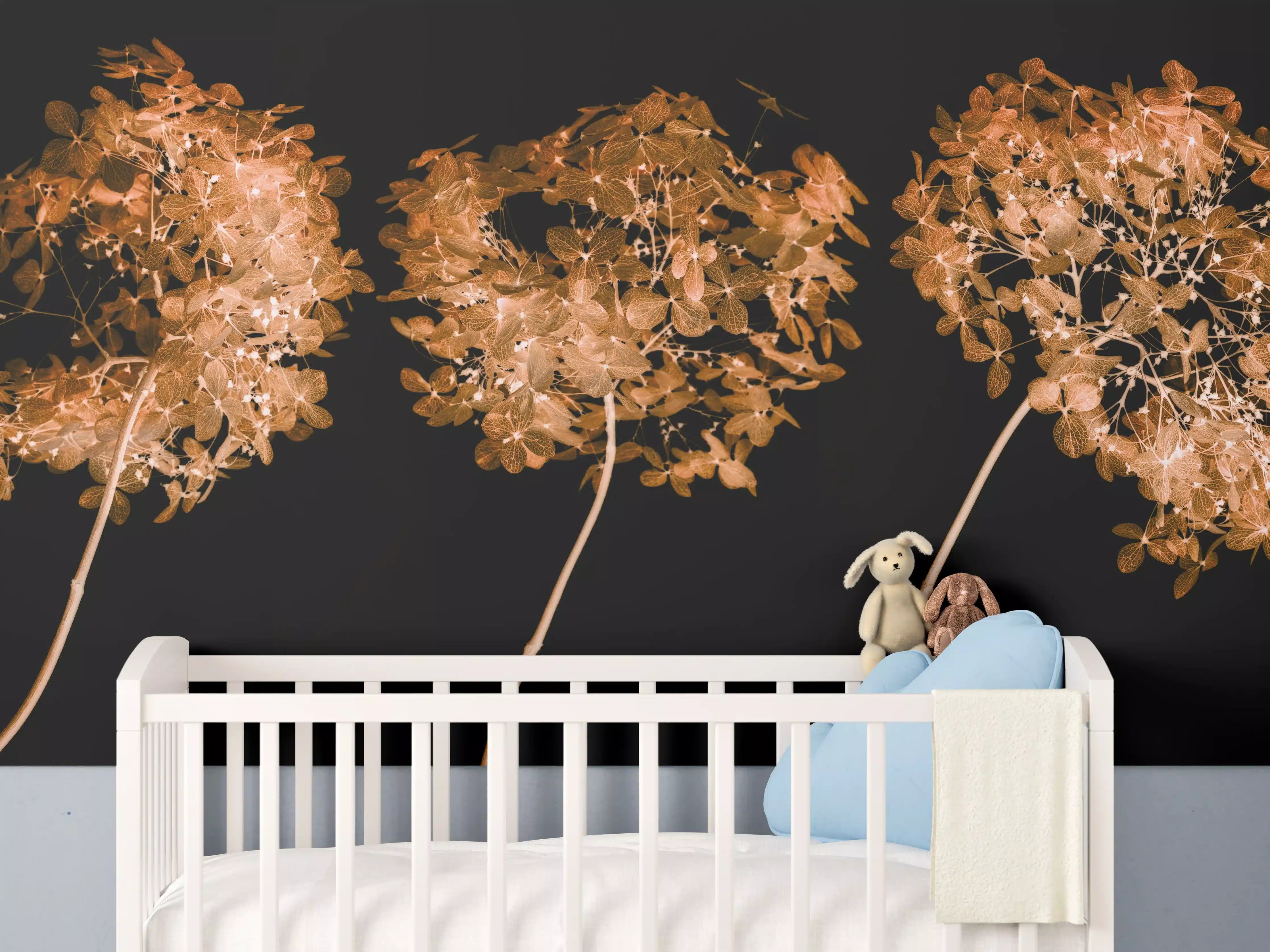 Babyzimmer Wandgestaltung - Getrocknete Hortensie Nahaufnahme