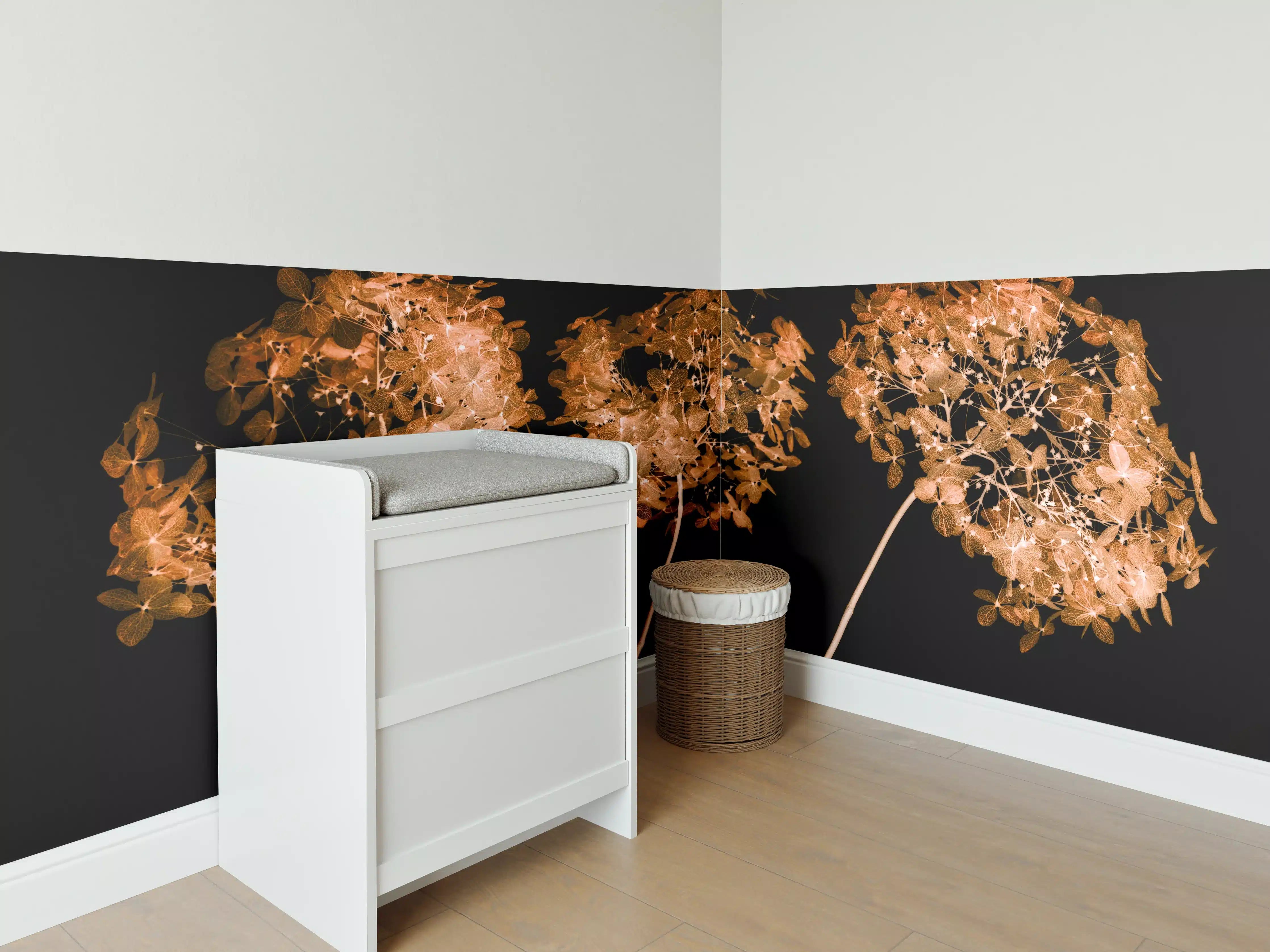 Babyzimmer Wandgestaltung - Getrocknete Hortensie Nahaufnahme