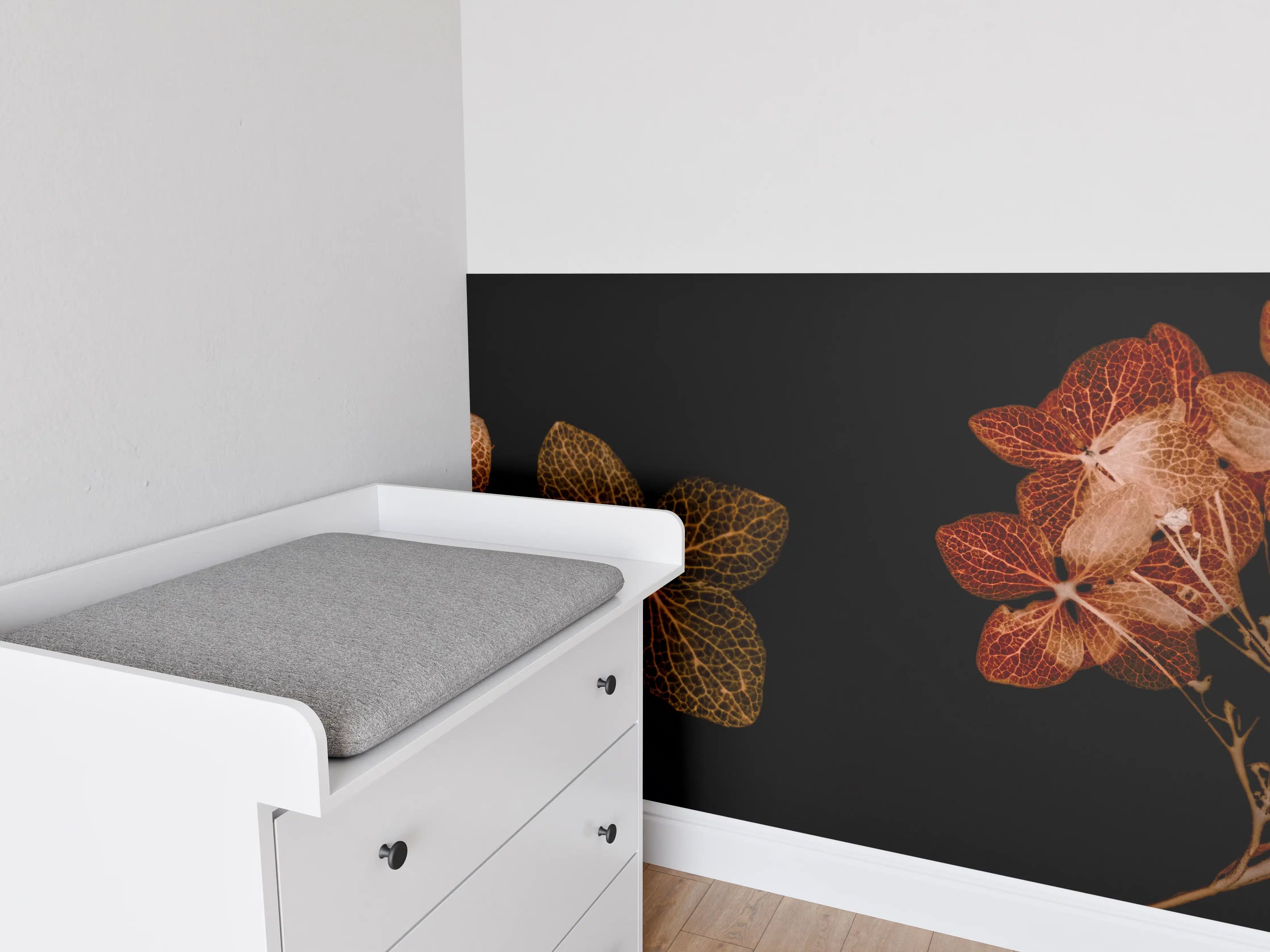 Babyzimmer Wandgestaltung - Getrocknete Hortensien Detailaufnahme