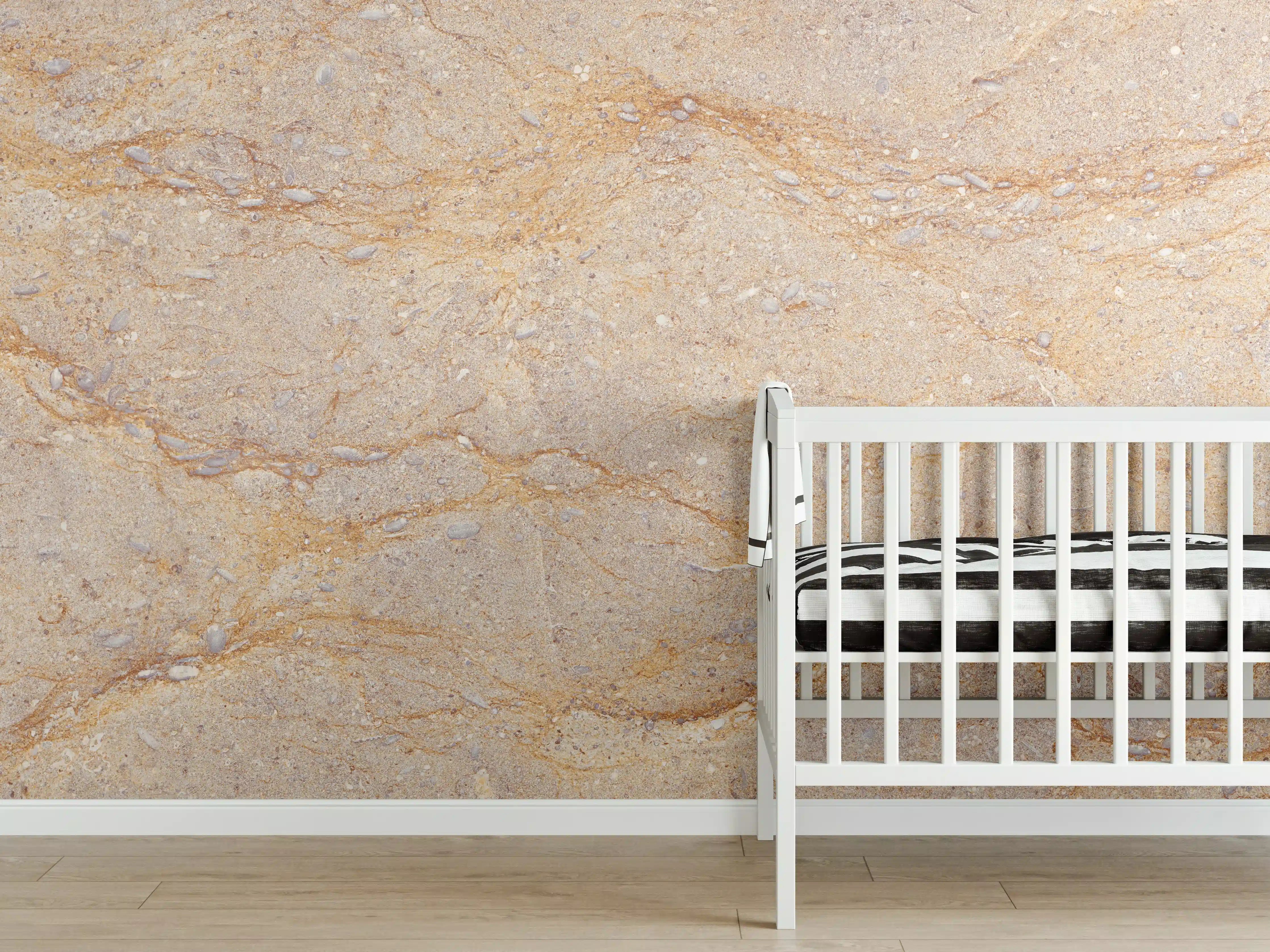 Babyzimmer Wandgestaltung - Getünchte braune Marmorstruktur