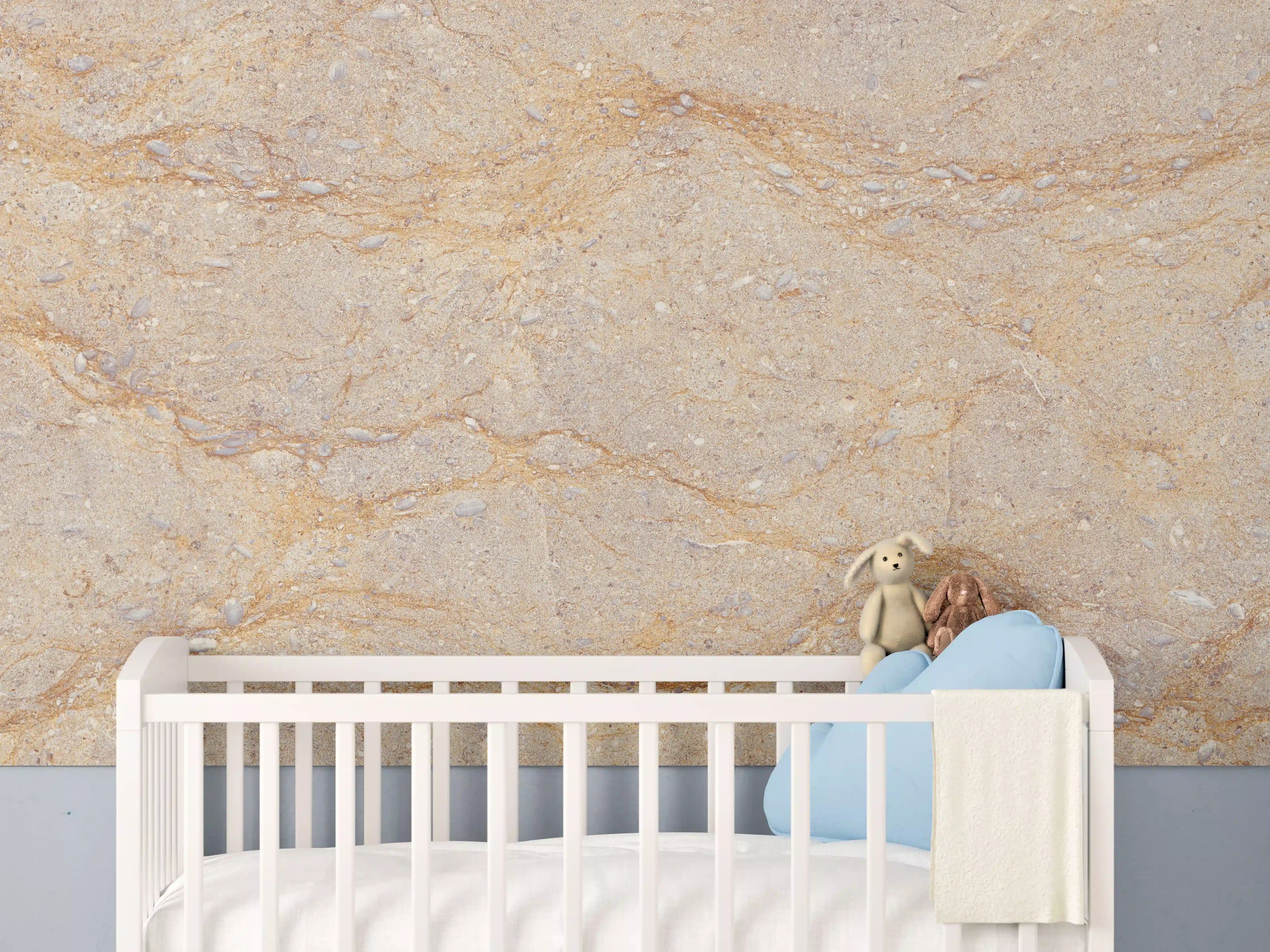 Babyzimmer Wandgestaltung - Getünchte braune Marmorstruktur