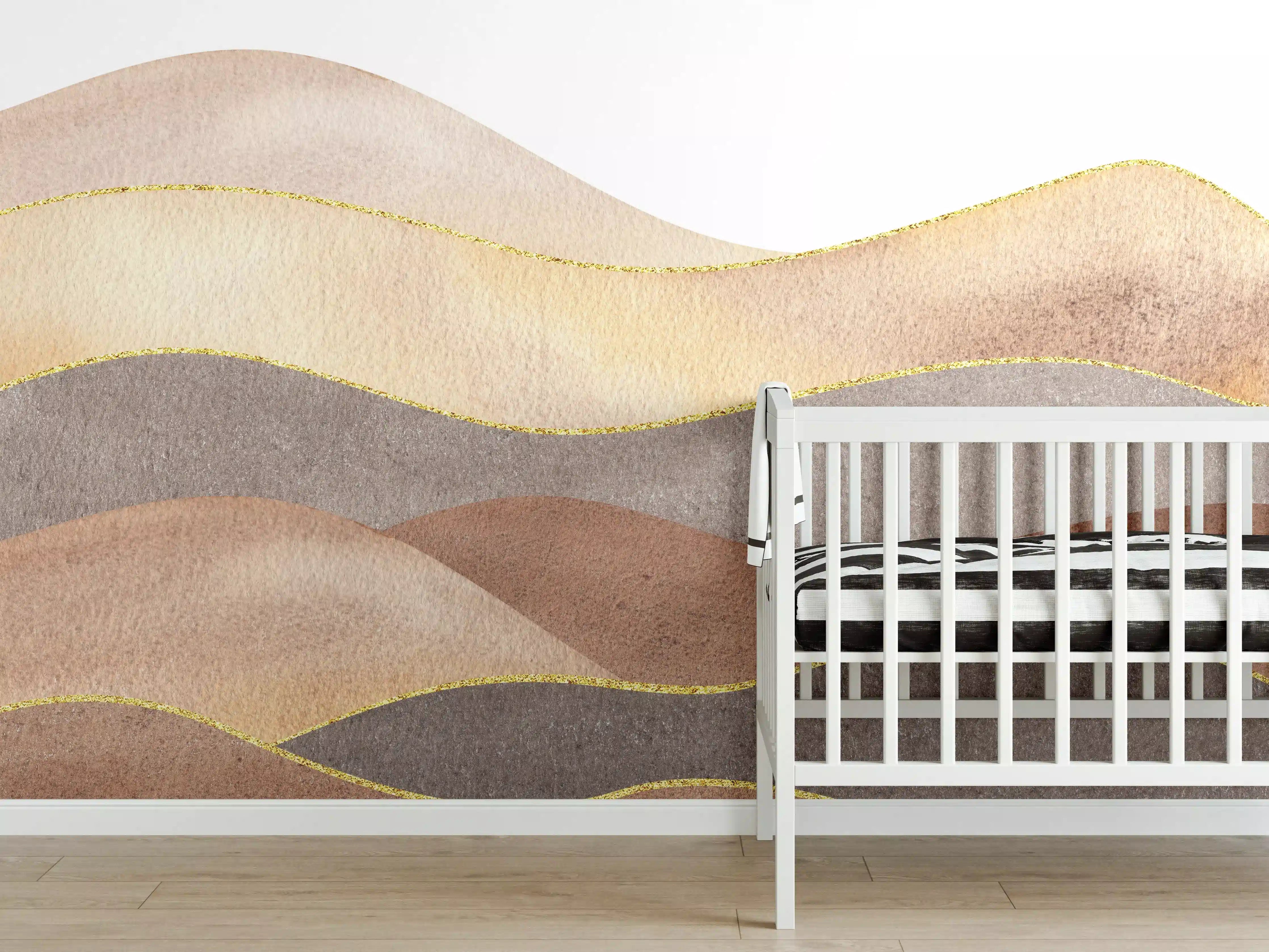 Babyzimmer Wandgestaltung - Gewellte Bergsilhouette - Aquarellformen 
