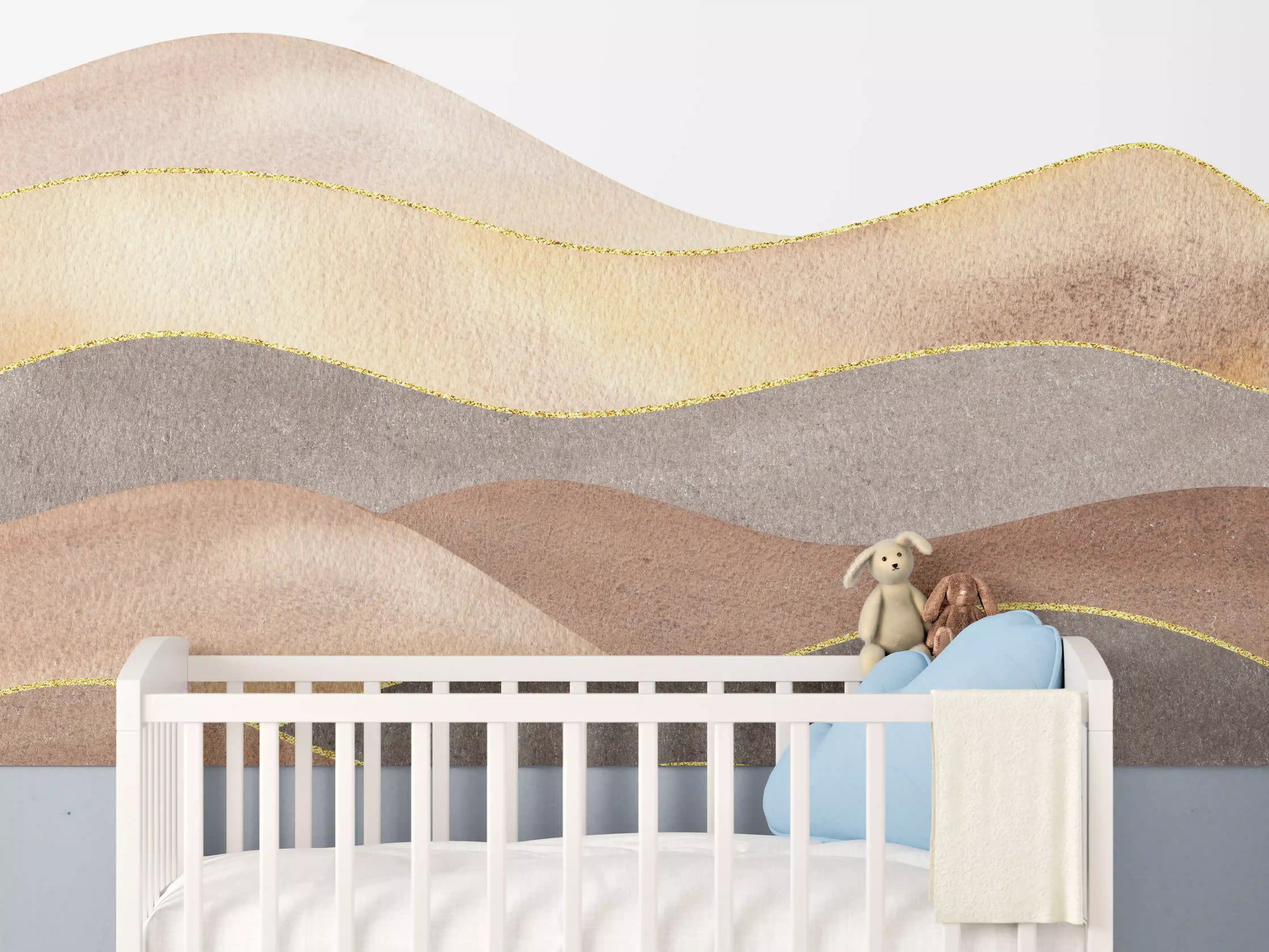 Babyzimmer Wandgestaltung - Gewellte Bergsilhouette - Aquarellformen 