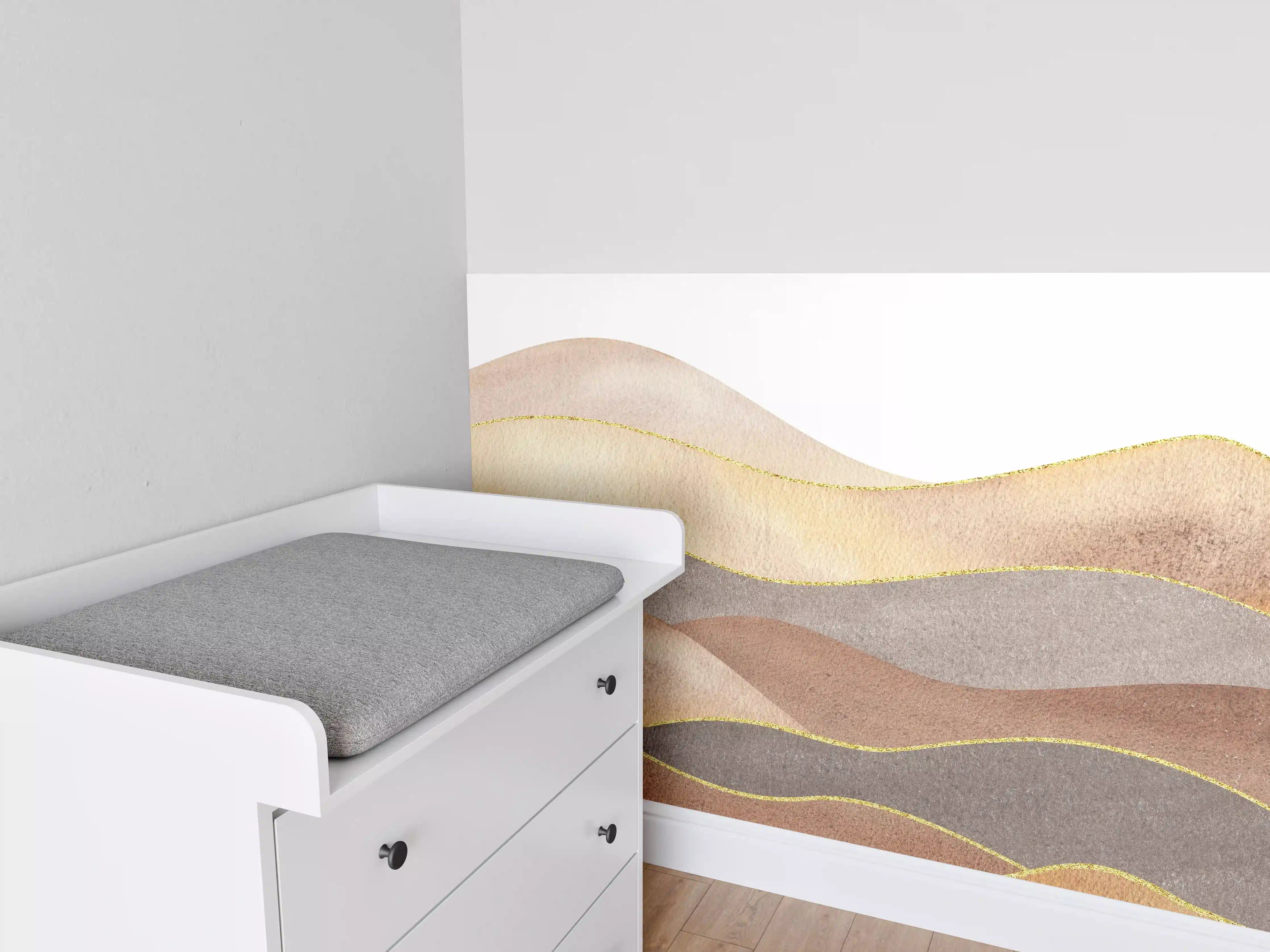 Babyzimmer Wandgestaltung - Gewellte Bergsilhouette - Aquarellformen 