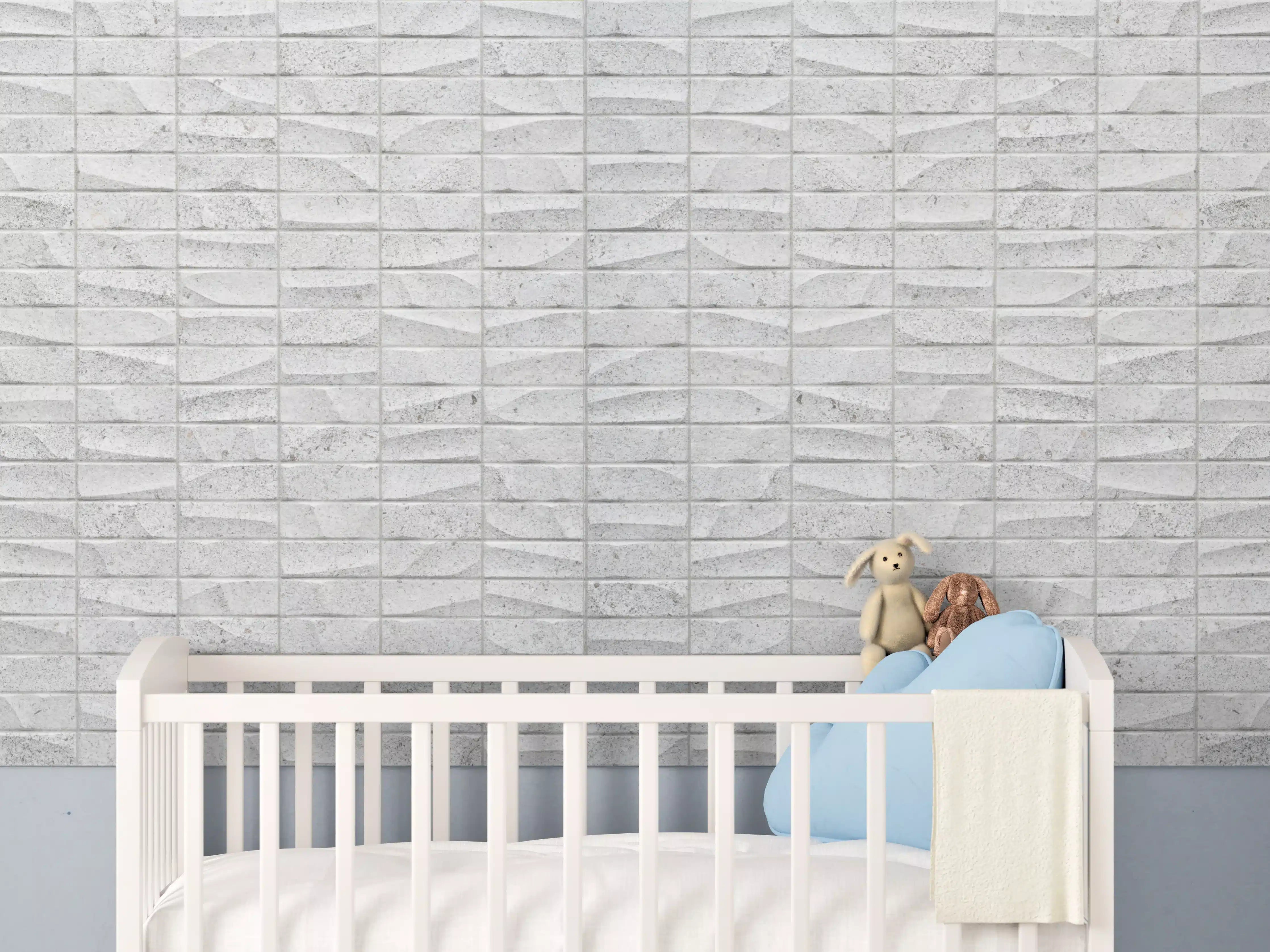 Babyzimmer Wandgestaltung - Gewelltes Stein Betonwand