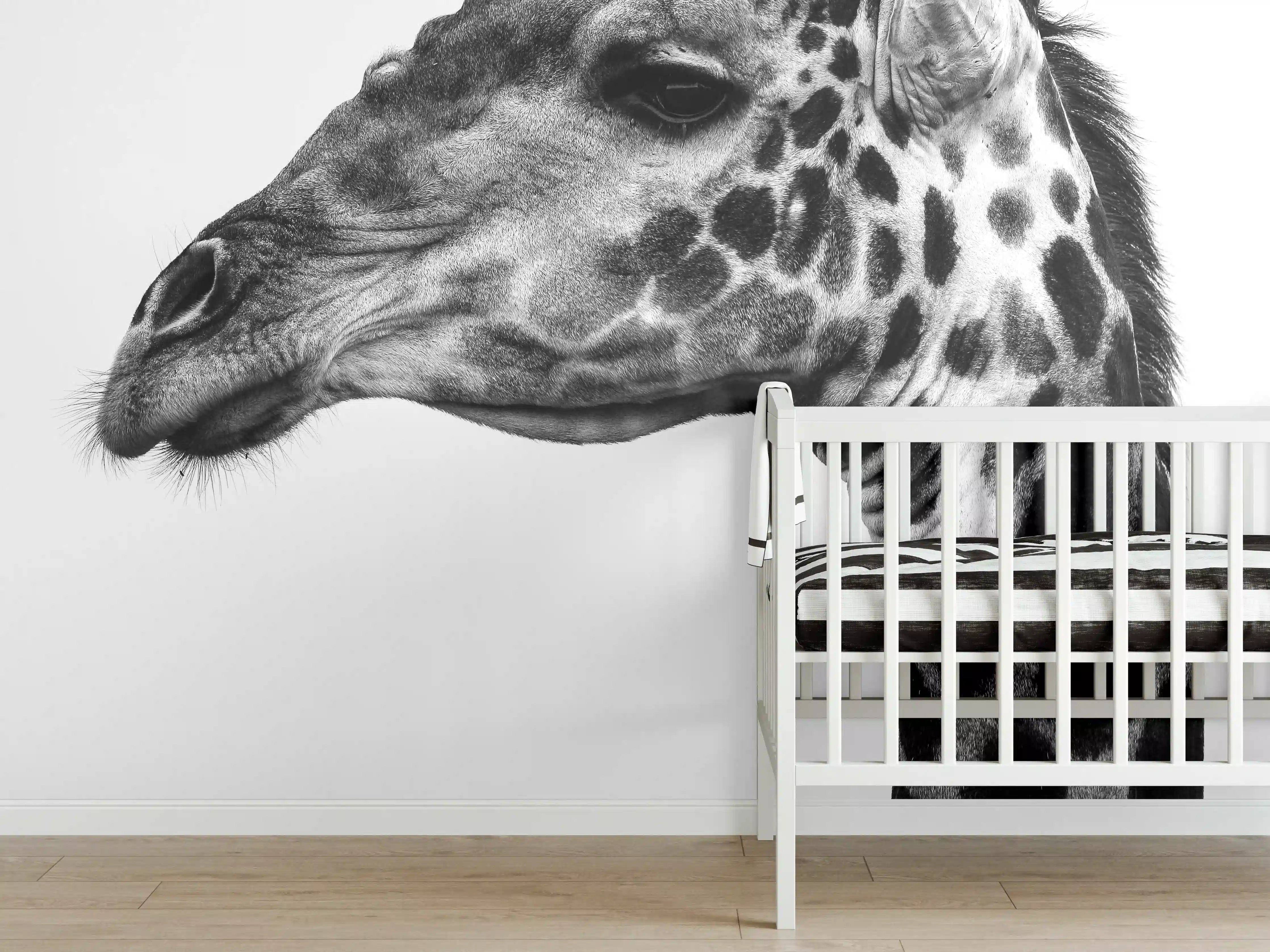 Babyzimmer Wandgestaltung - Giraffe - schwarz-weiß