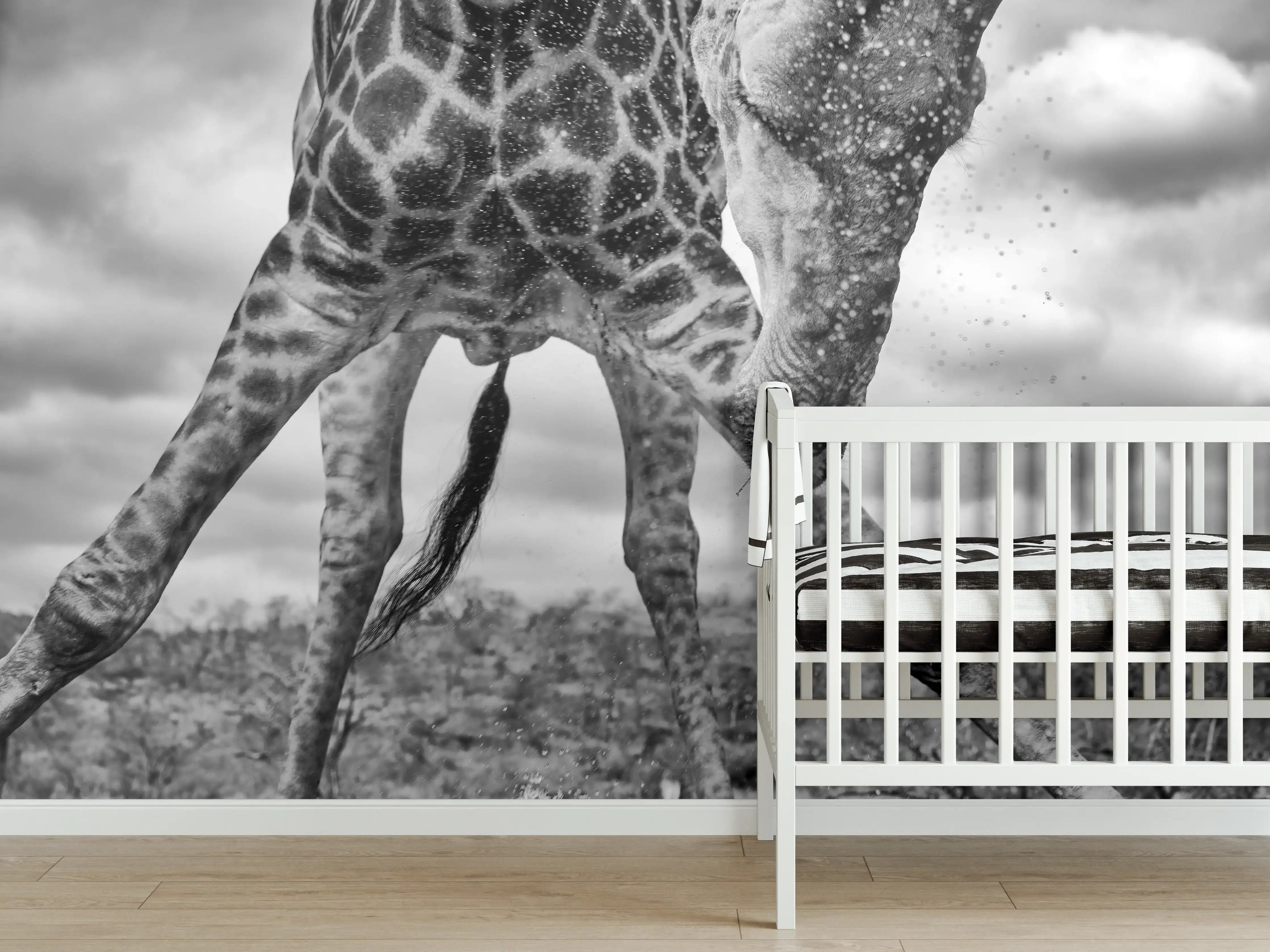 Babyzimmer Wandgestaltung - Giraffe Schwarz-Weiß Splish