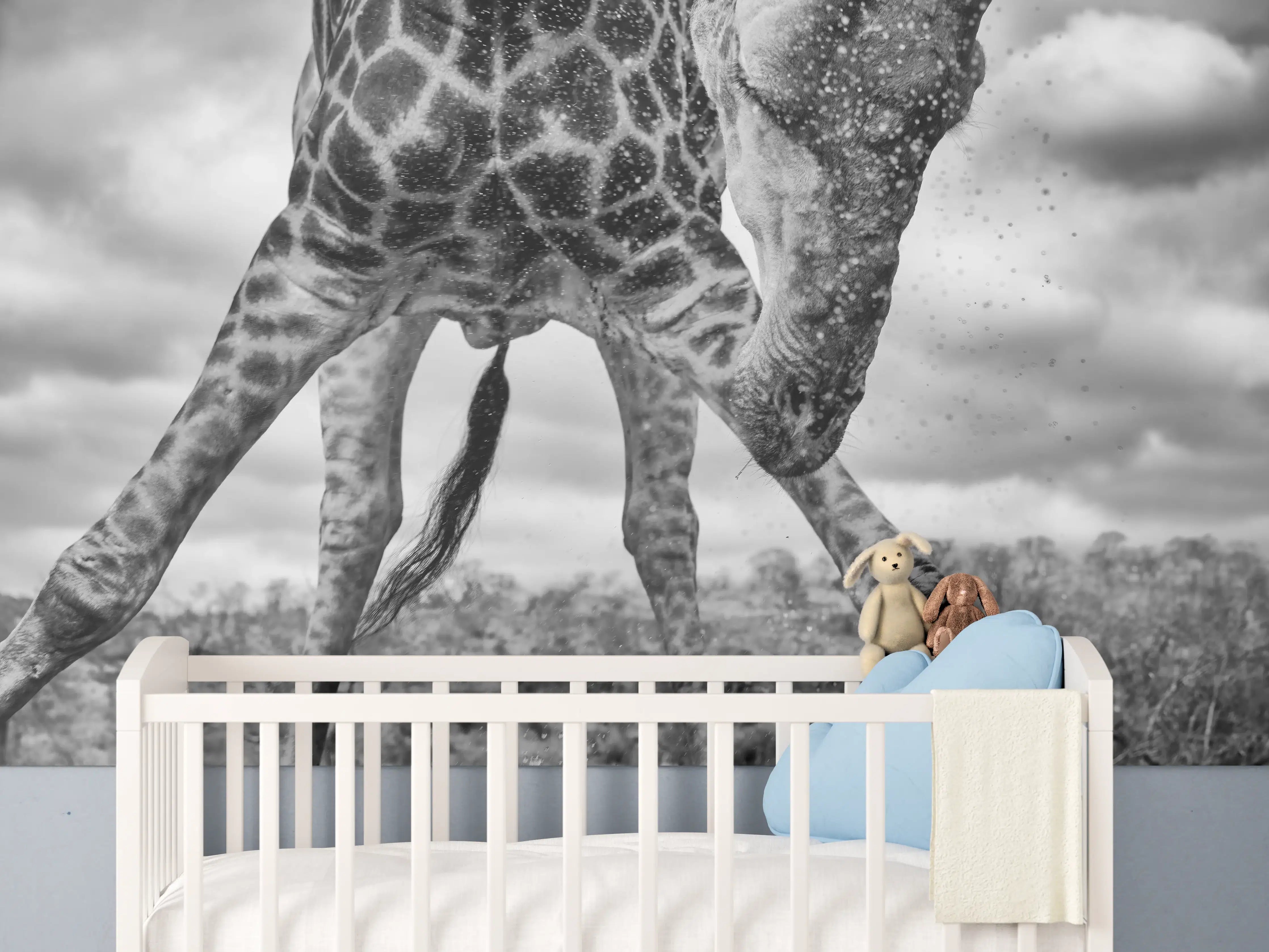 Babyzimmer Wandgestaltung - Giraffe Schwarz-Weiß Splish