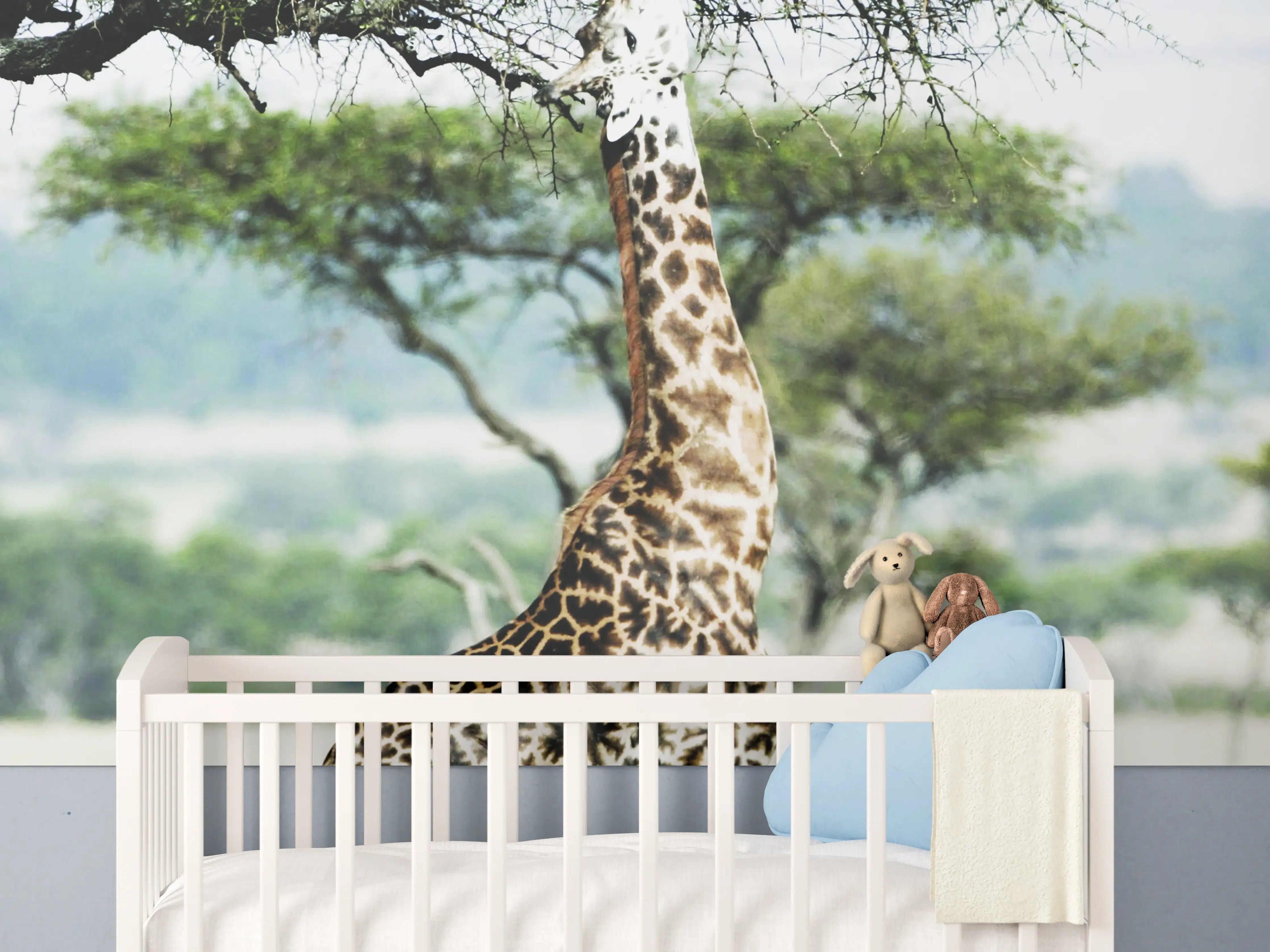 Babyzimmer Wandgestaltung - Giraffe in der Savanne