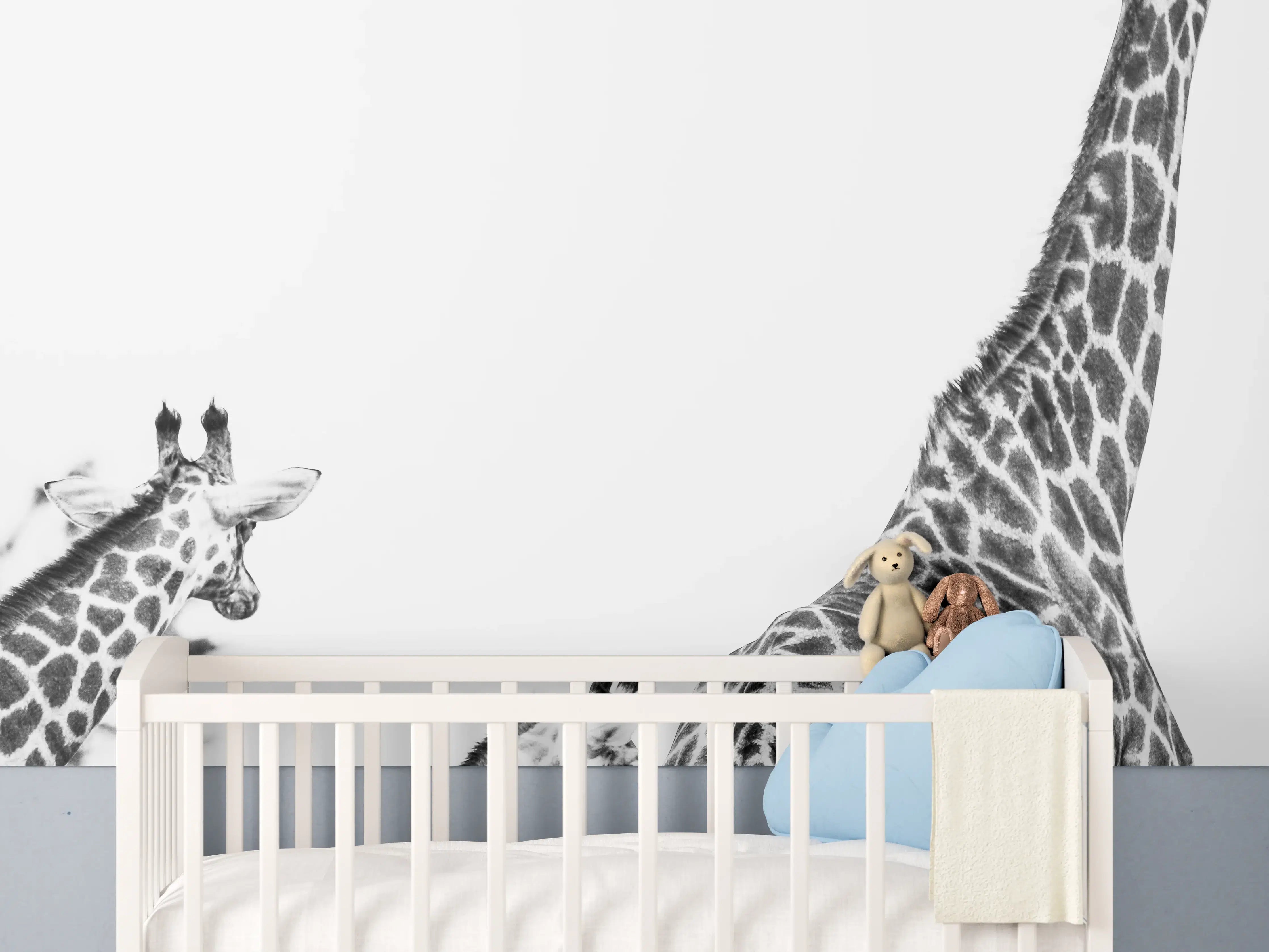 Babyzimmer Wandgestaltung - Giraffen Familie - schwarz-weiß