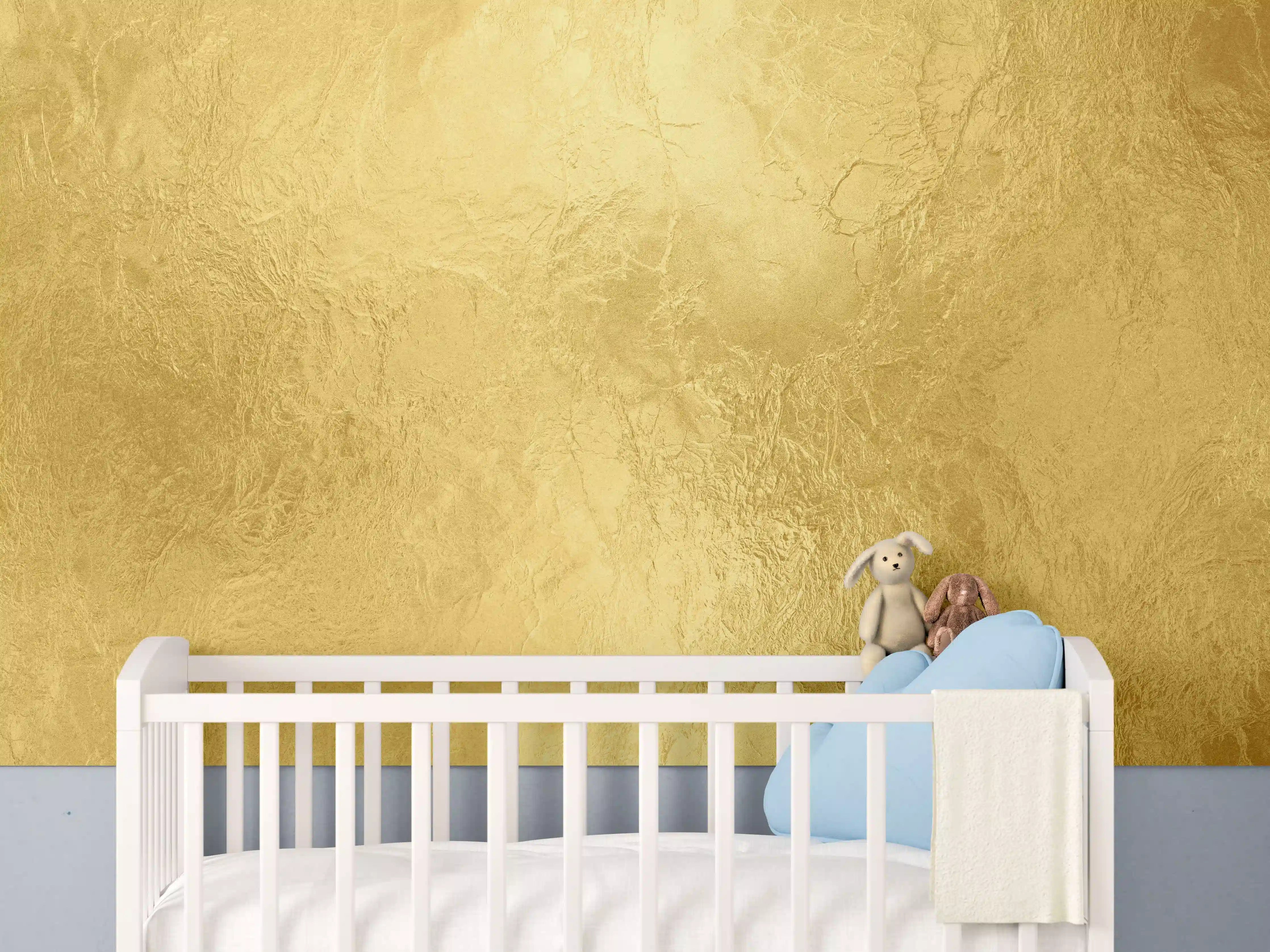 Babyzimmer Wandgestaltung - Glänzende Blattgold Textur