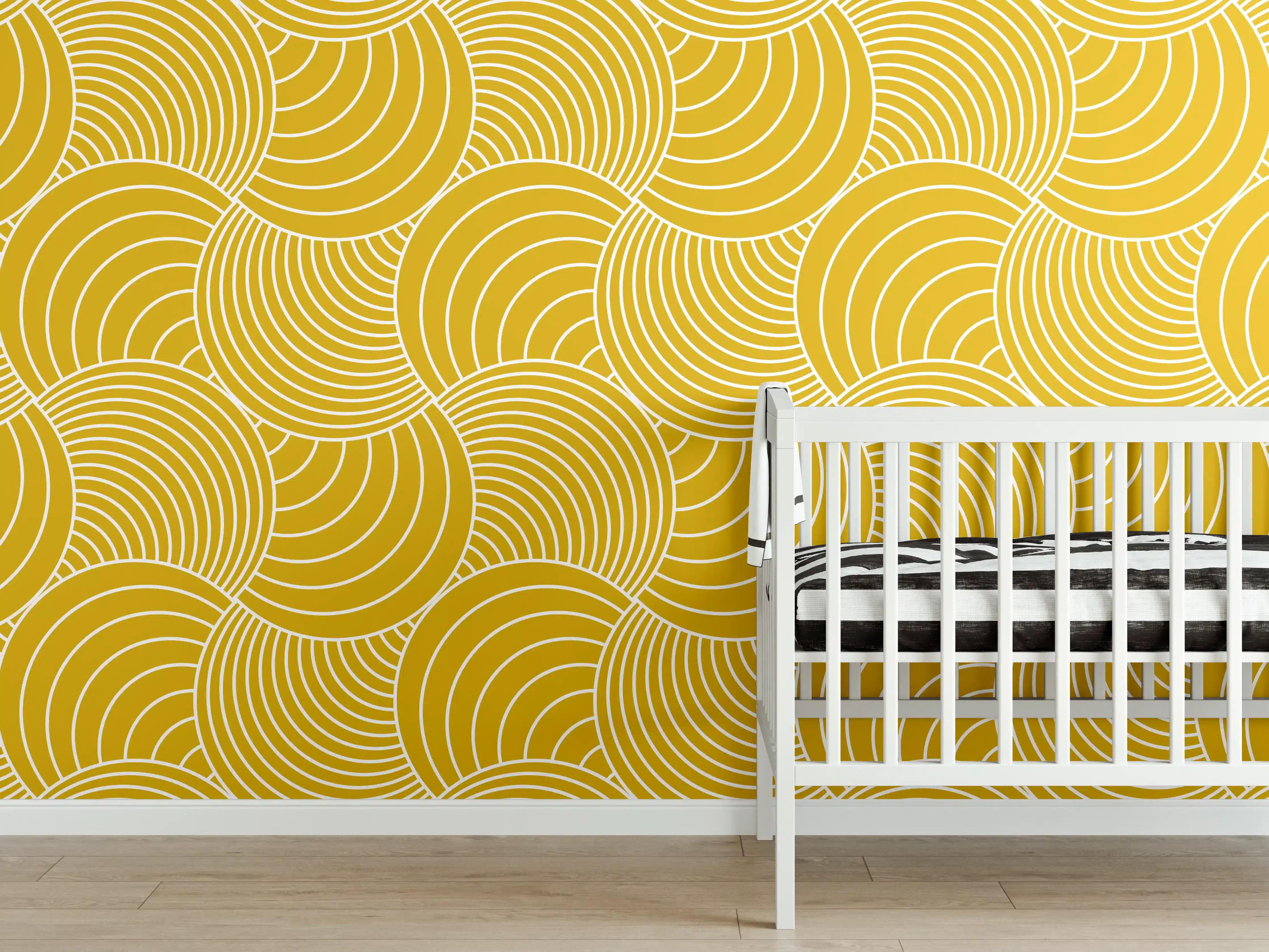 Babyzimmer Wandgestaltung - Glastür mit moderner Muster-Optik