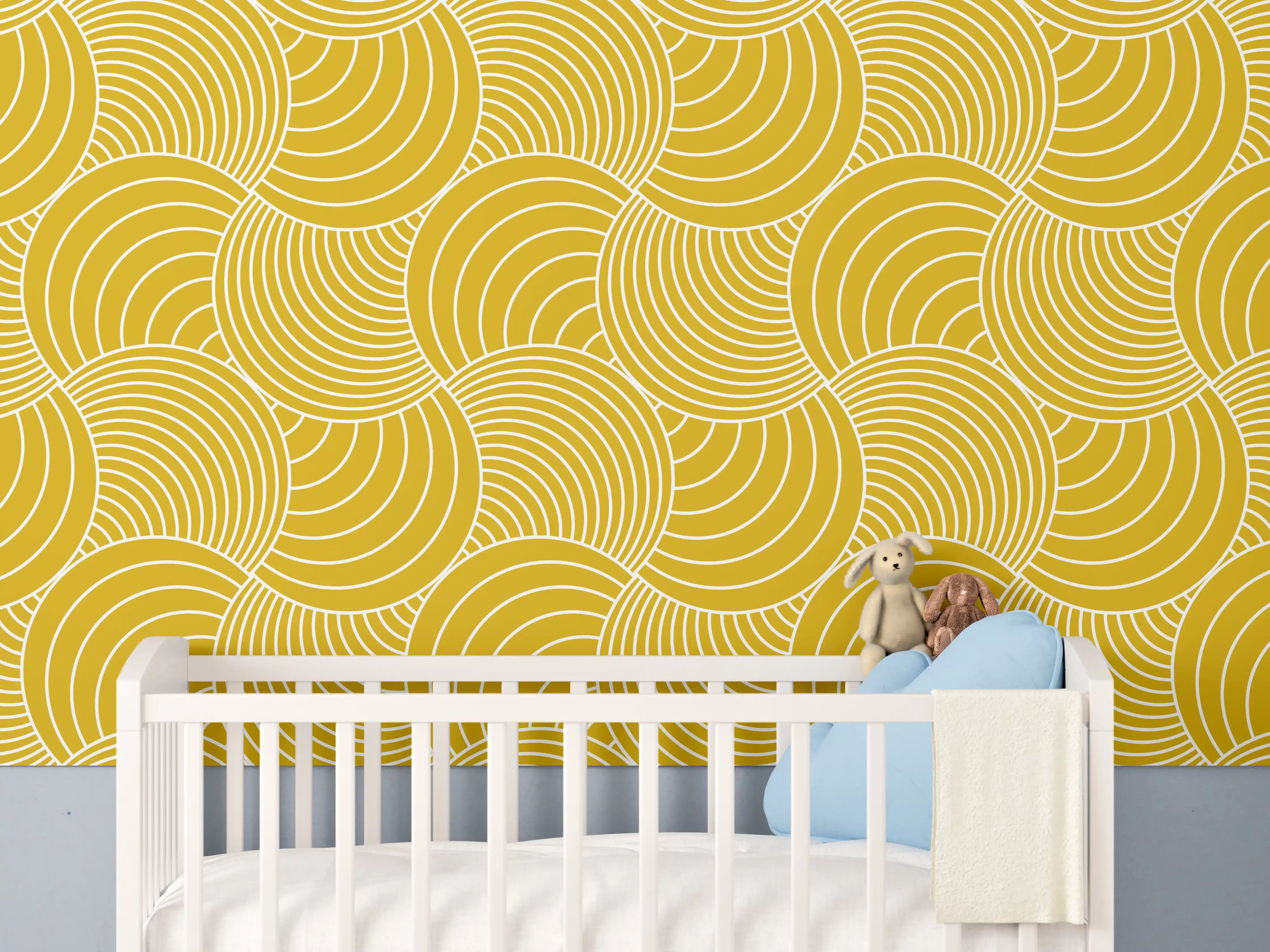 Babyzimmer Wandgestaltung - Glastür mit moderner Muster-Optik