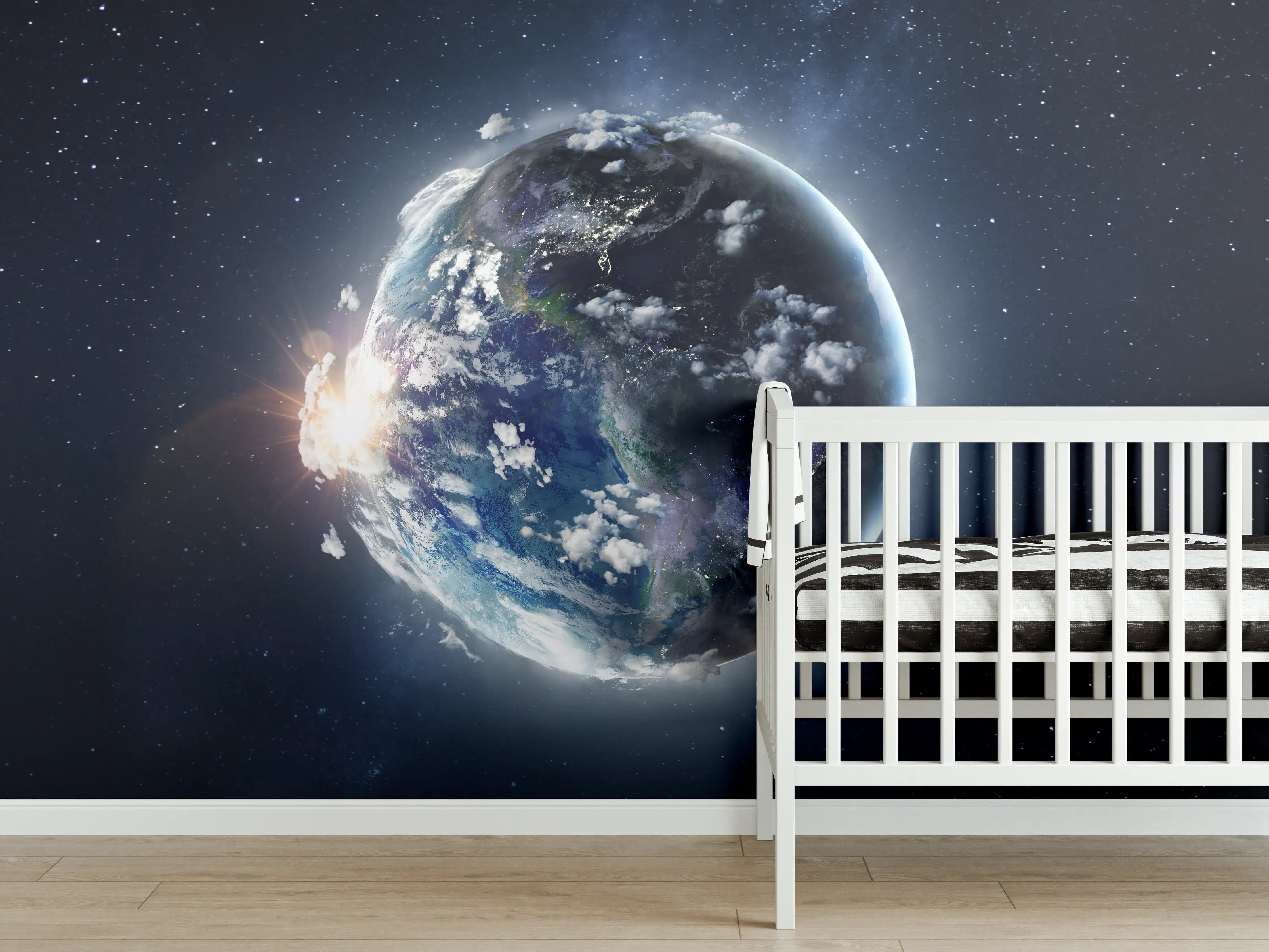 Babyzimmer Wandgestaltung - Globus Ansicht aus dem Weltall