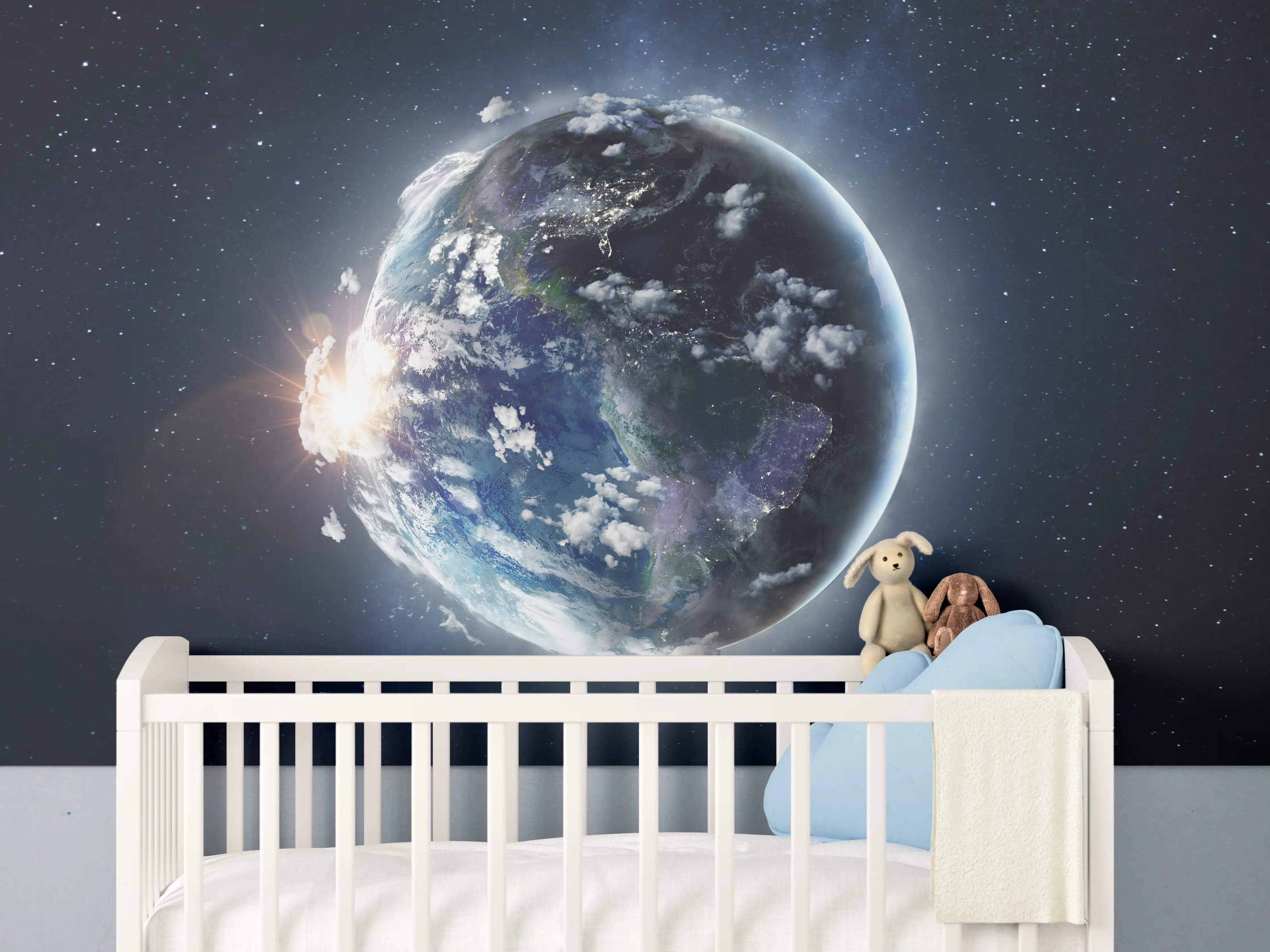 Babyzimmer Wandgestaltung - Globus Ansicht aus dem Weltall