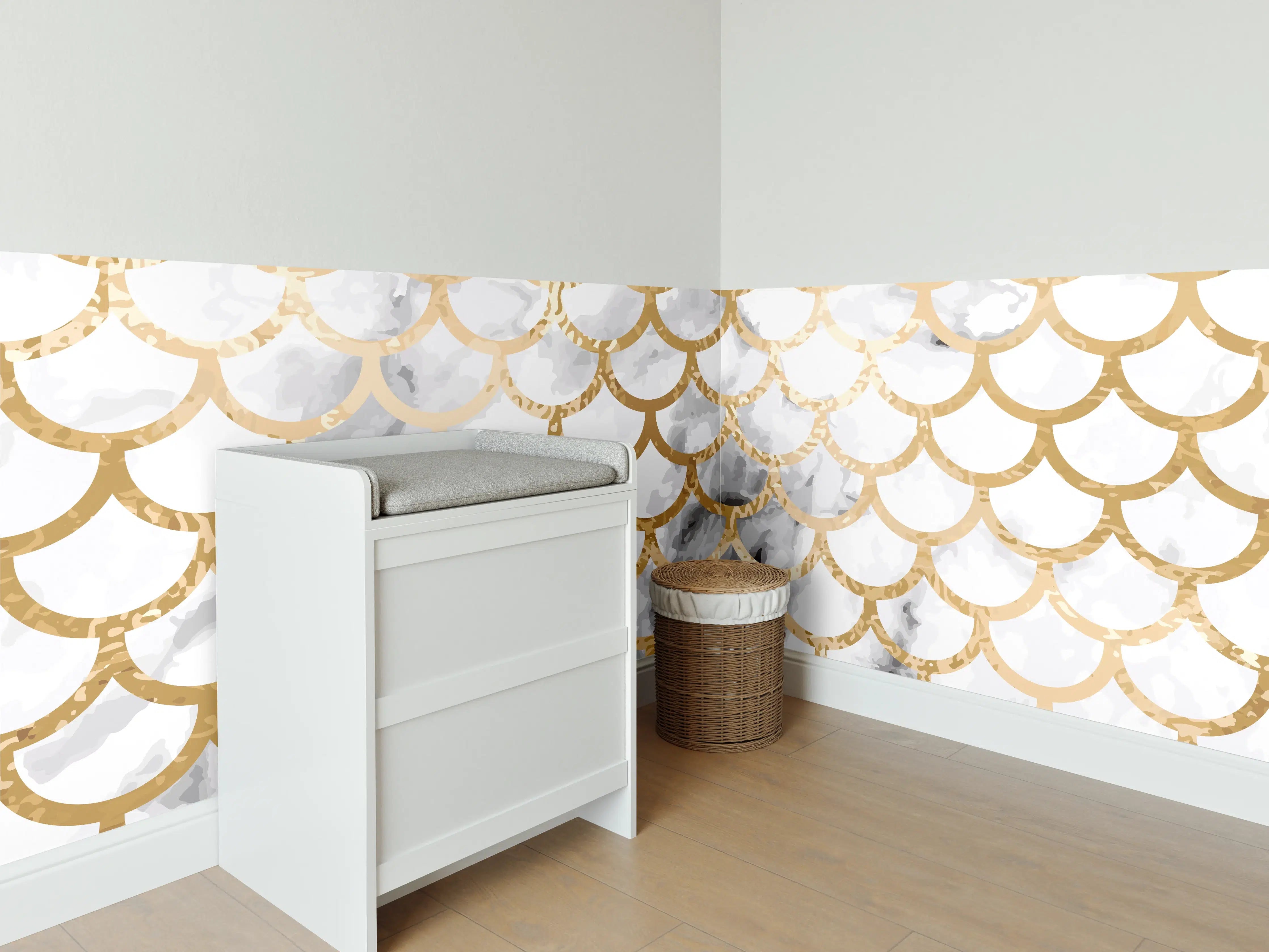 Babyzimmer Wandgestaltung - Gold Marmor Skala Muster