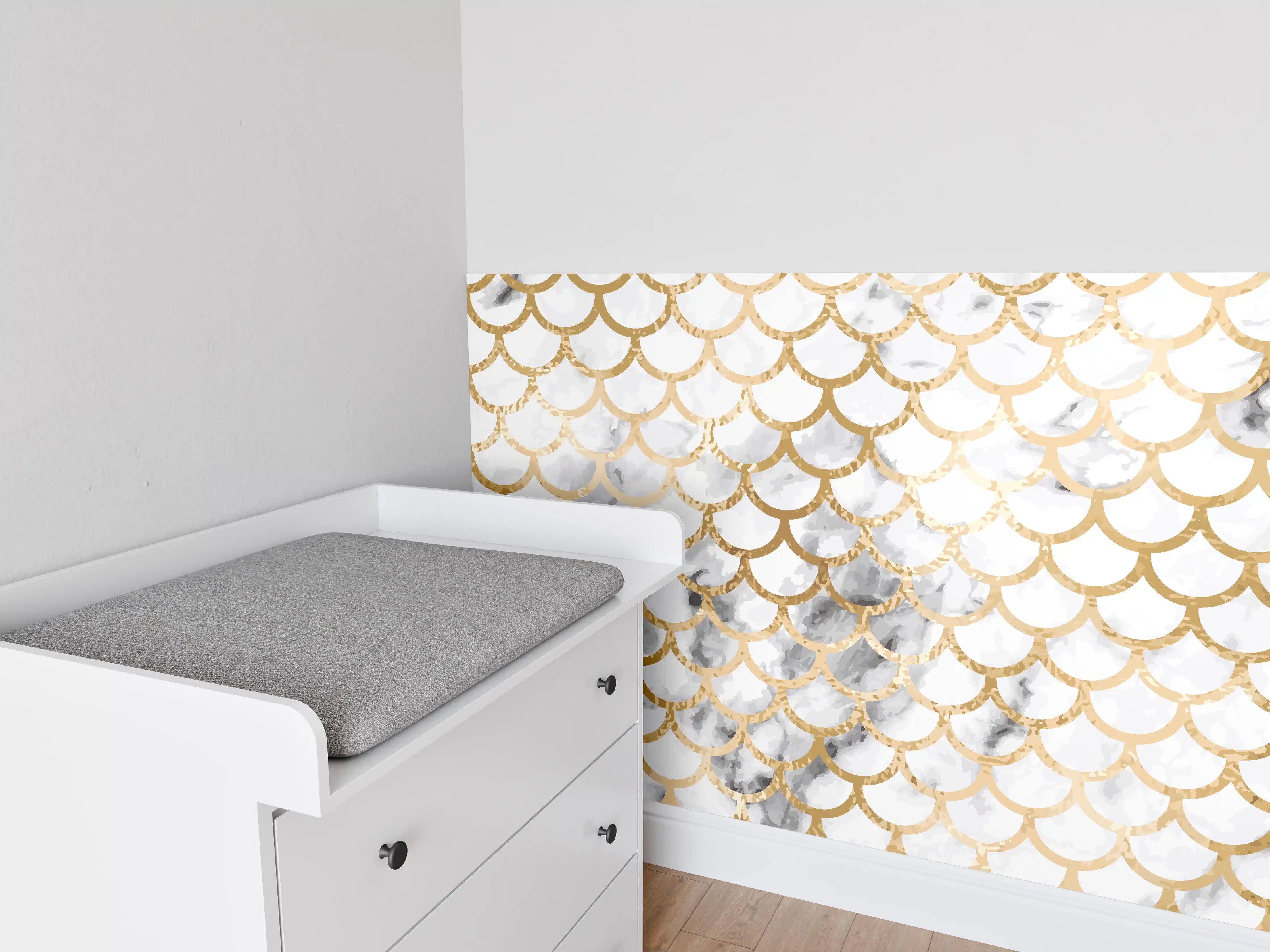 Babyzimmer Wandgestaltung - Gold Marmor Skala Muster