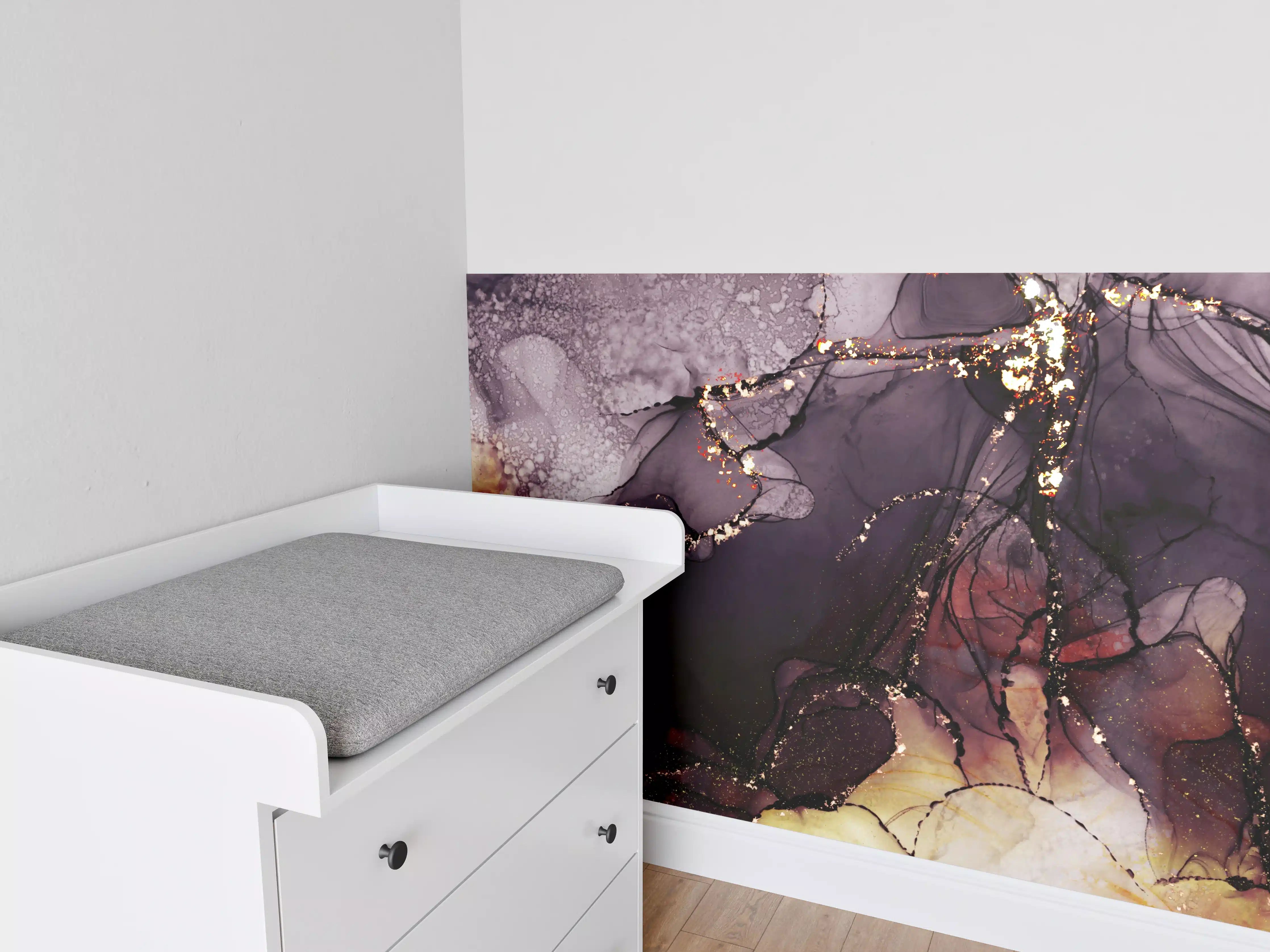 Babyzimmer Wandgestaltung - Gold-Schimmer Fluid Art Design