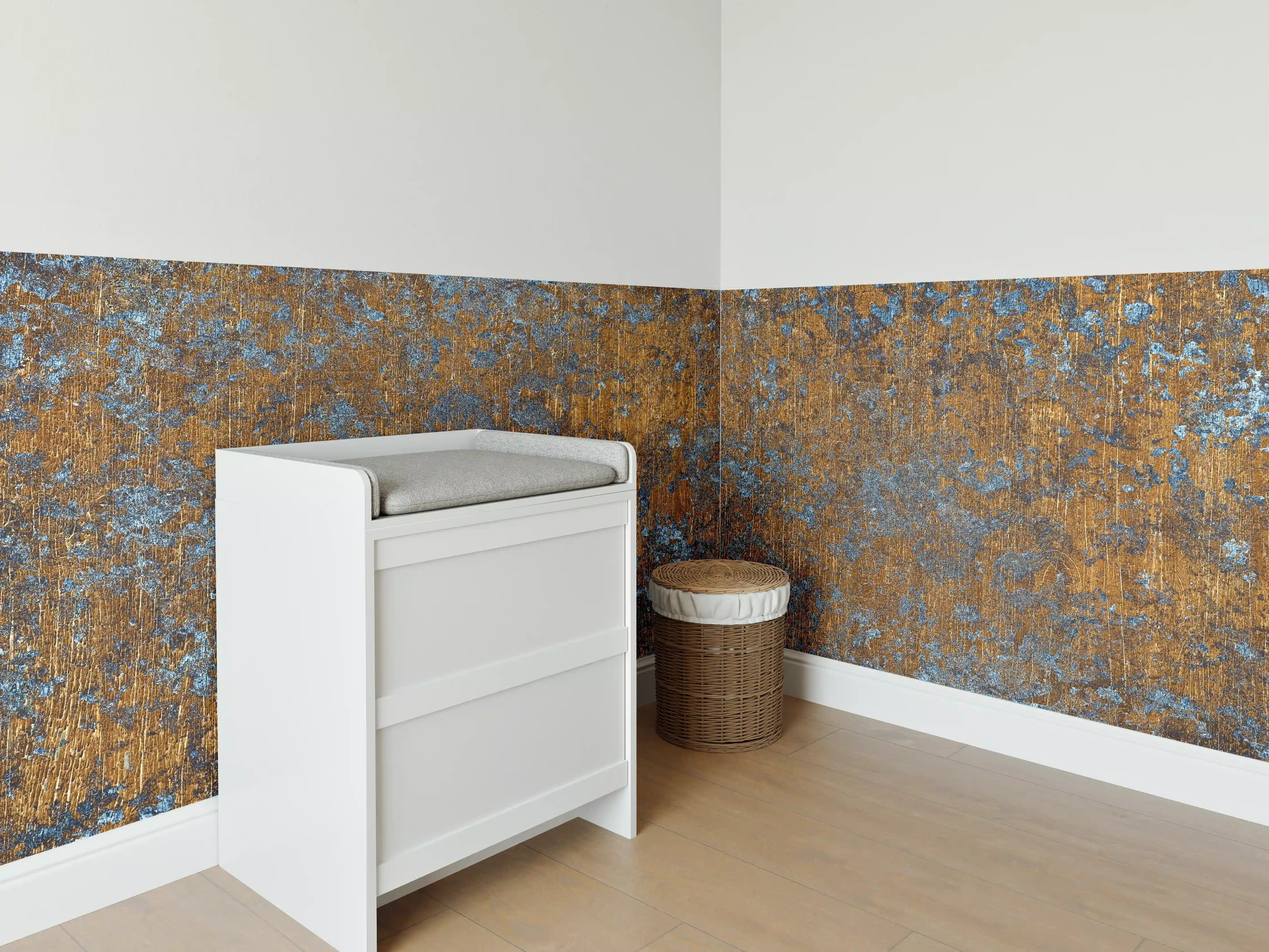 Babyzimmer Wandgestaltung - Gold-blaue alte Metalltextur