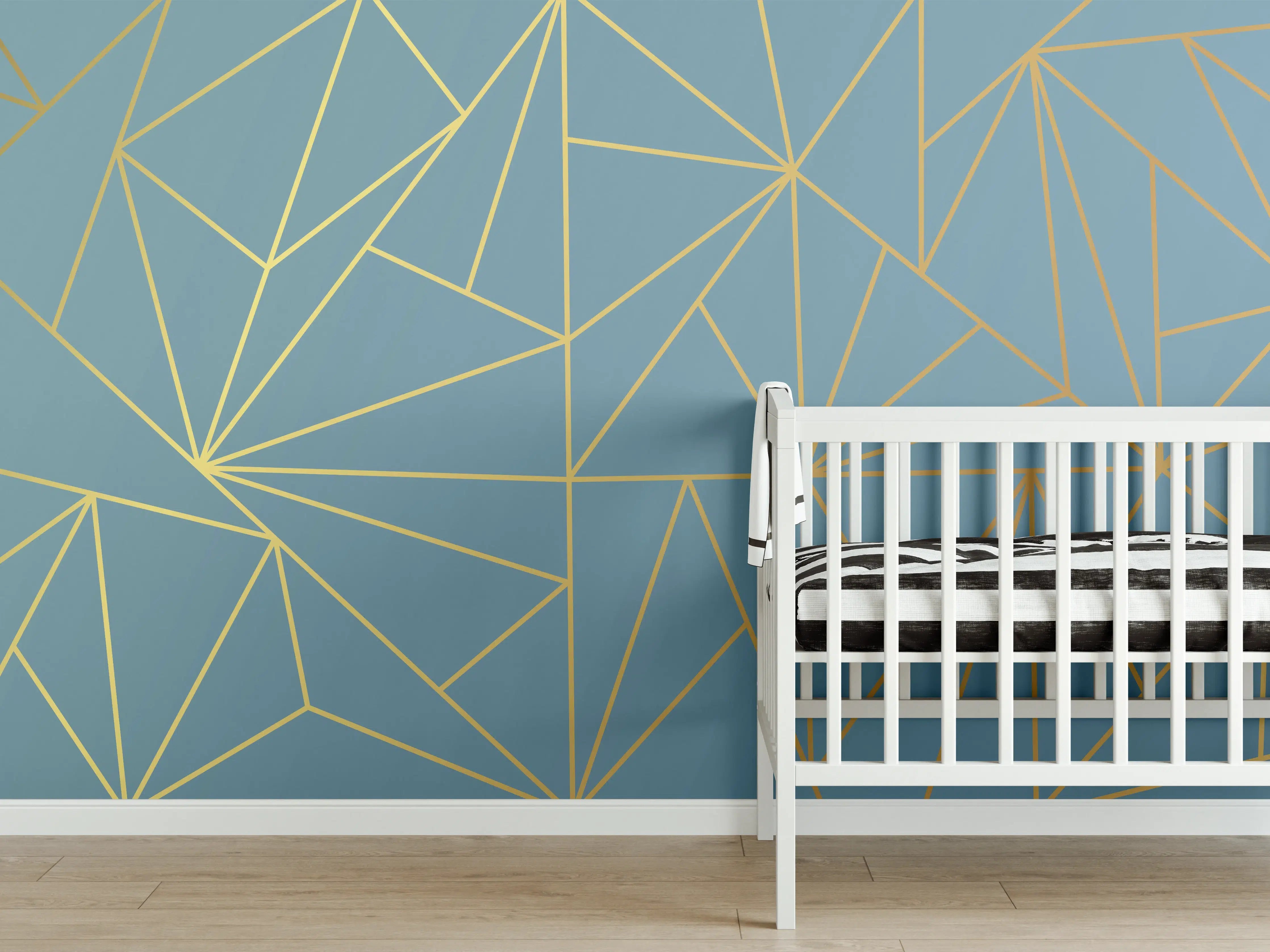 Babyzimmer Wandgestaltung - GoldLine Geometrische Kunst