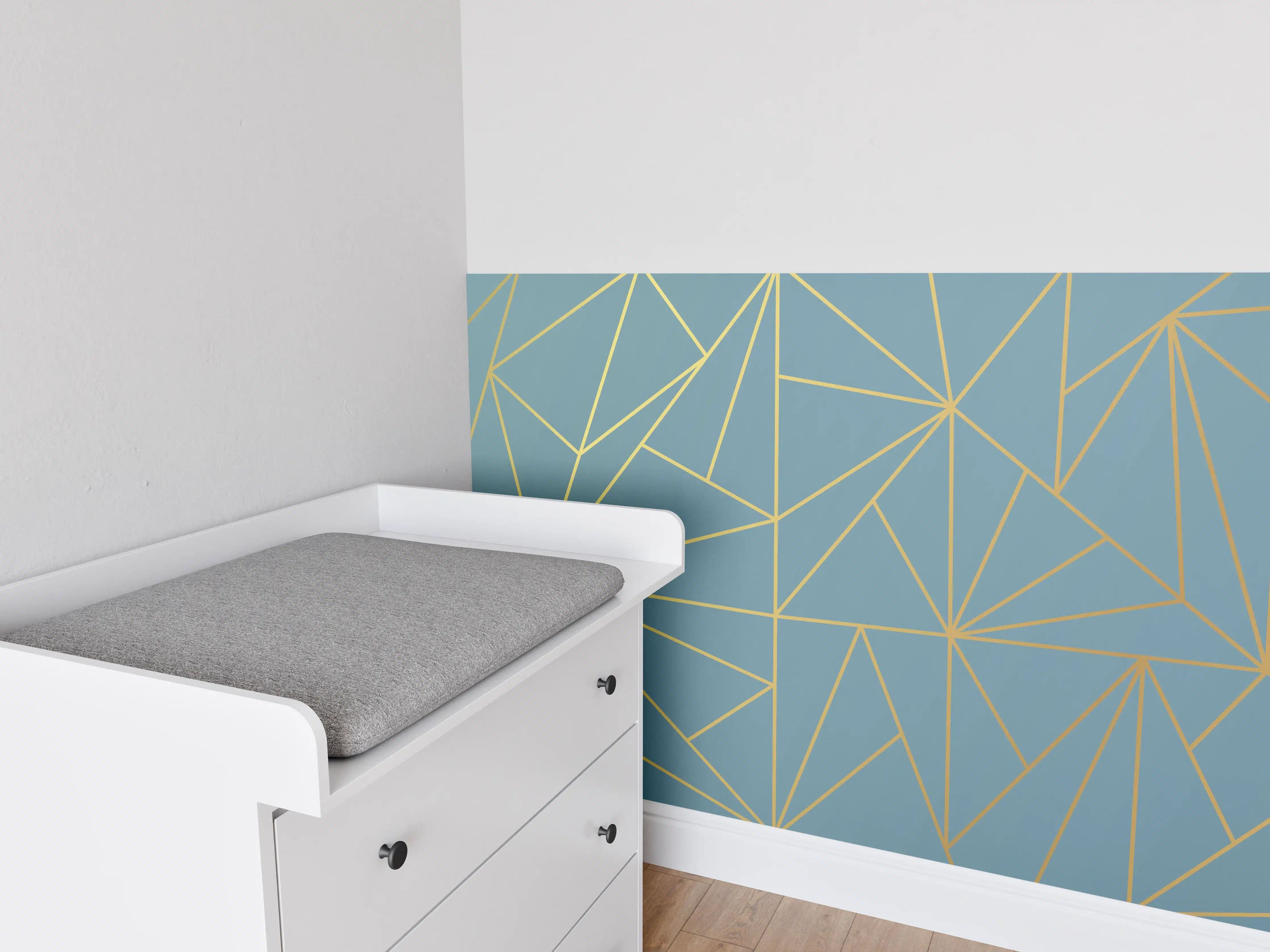 Babyzimmer Wandgestaltung - GoldLine Geometrische Kunst