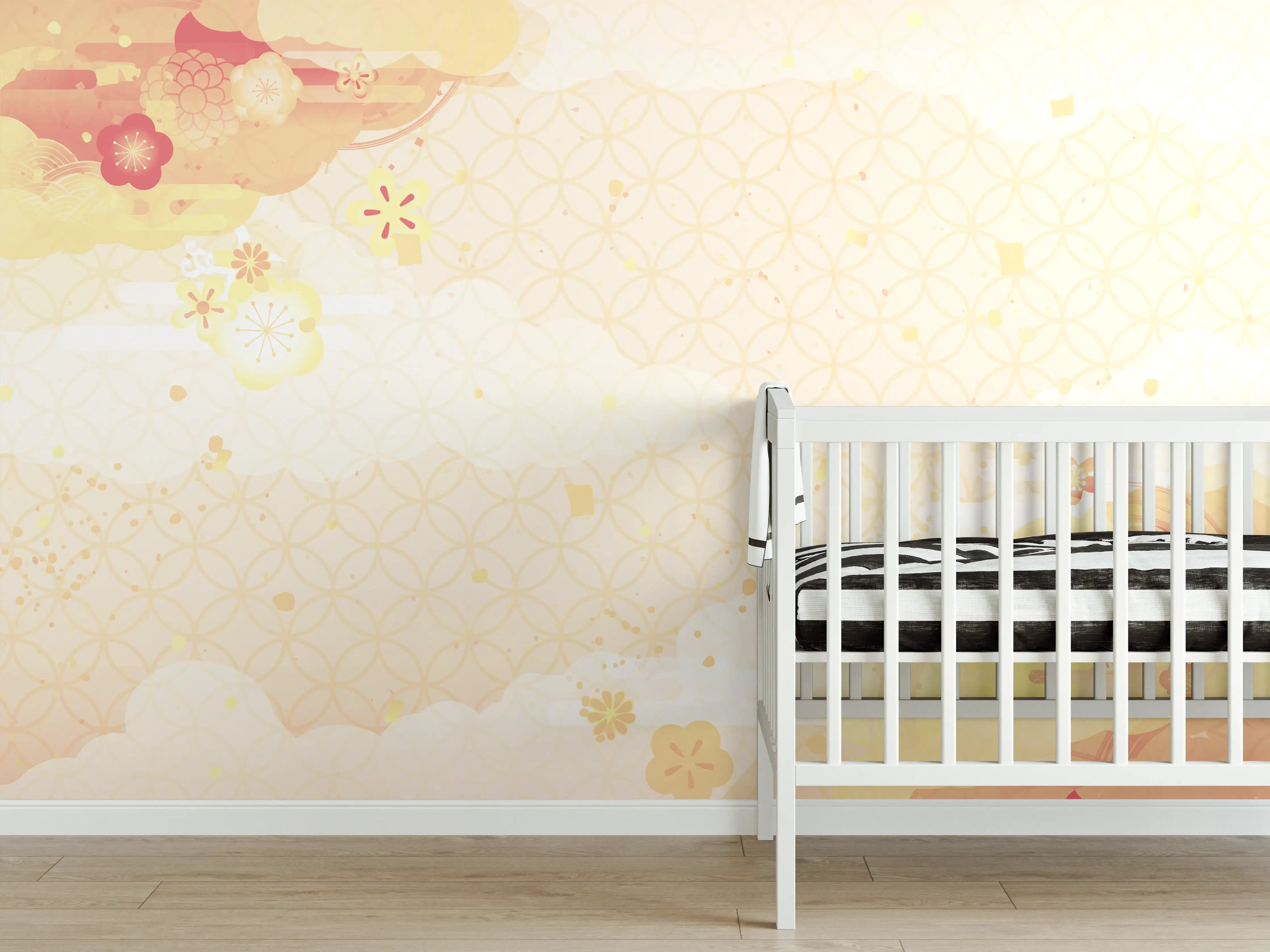 Babyzimmer Wandgestaltung - Goldbeige Abstrakte Musterkunst