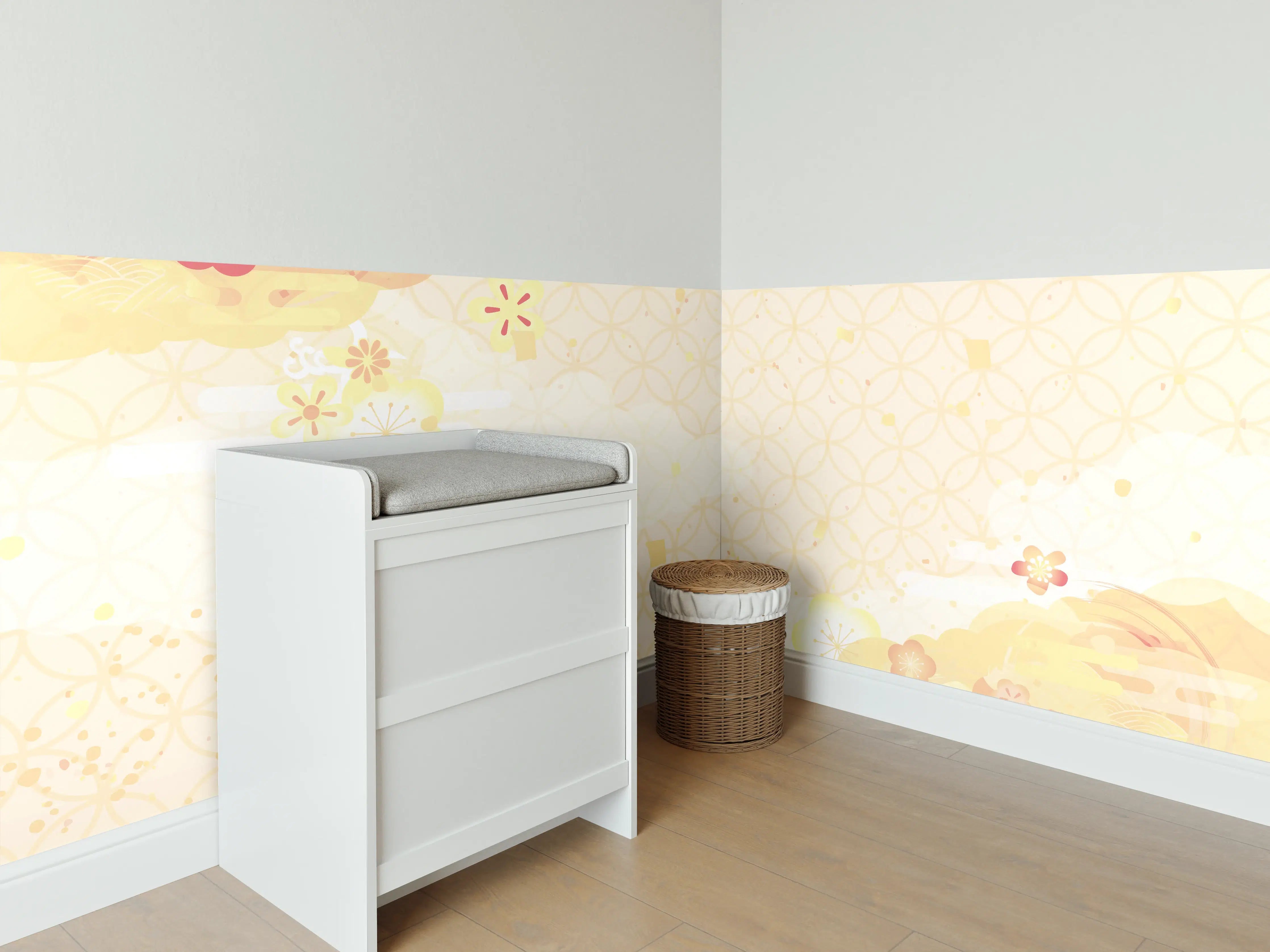 Babyzimmer Wandgestaltung - Goldbeige Abstrakte Musterkunst