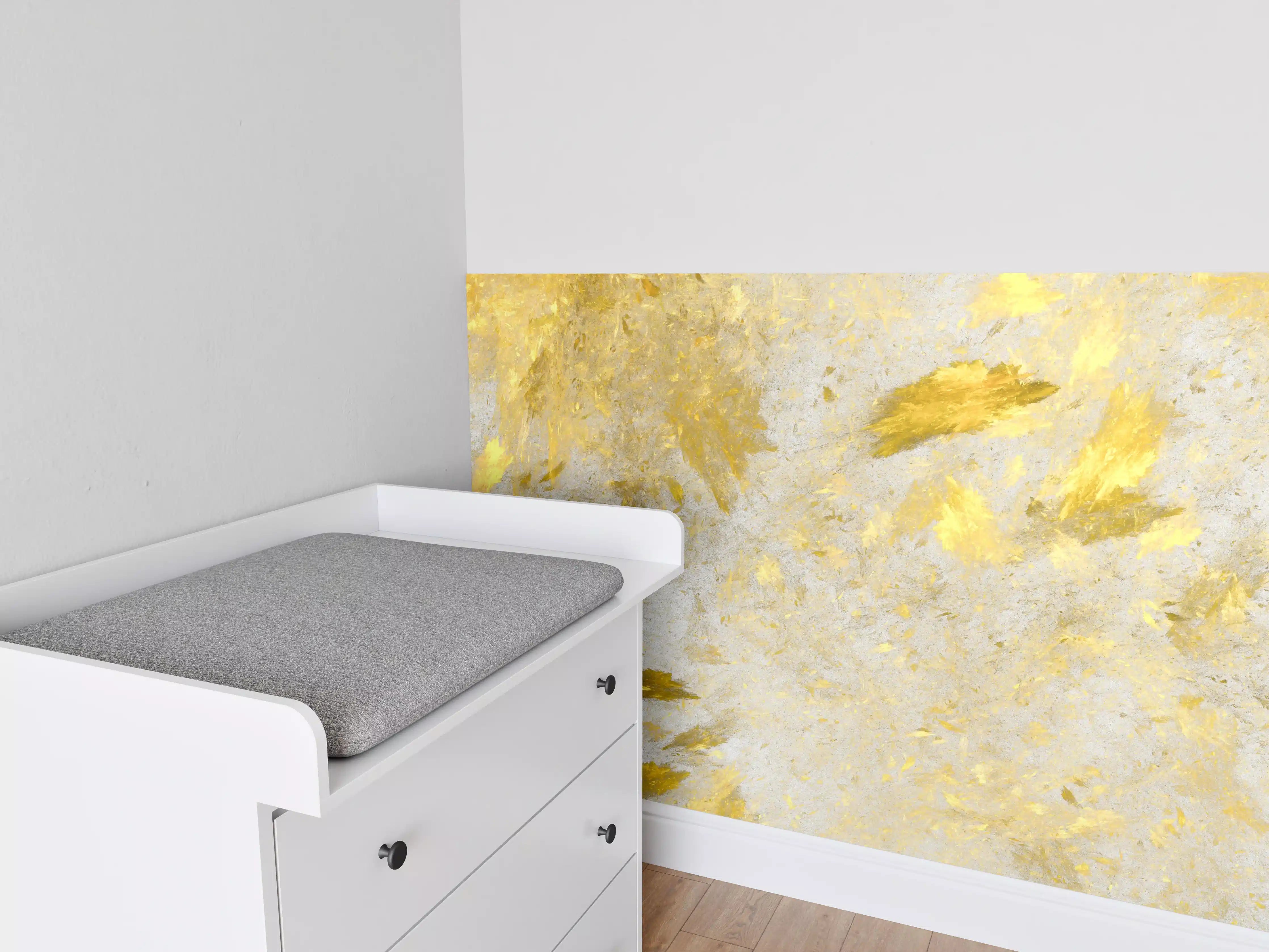 Babyzimmer Wandgestaltung - Goldene Akzente auf hellem Hintergrund