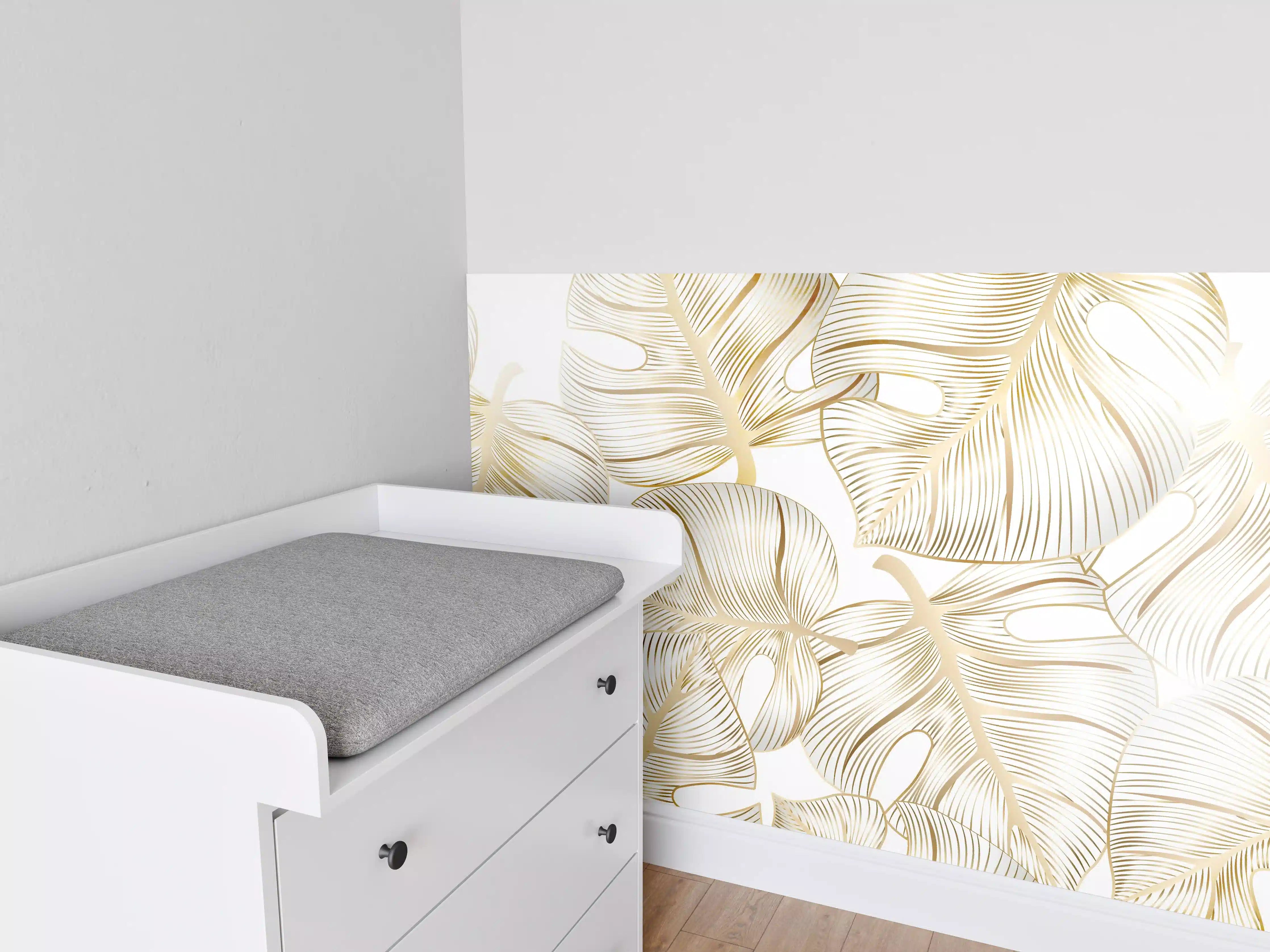 Babyzimmer Wandgestaltung - Goldene Blattadern Struktur