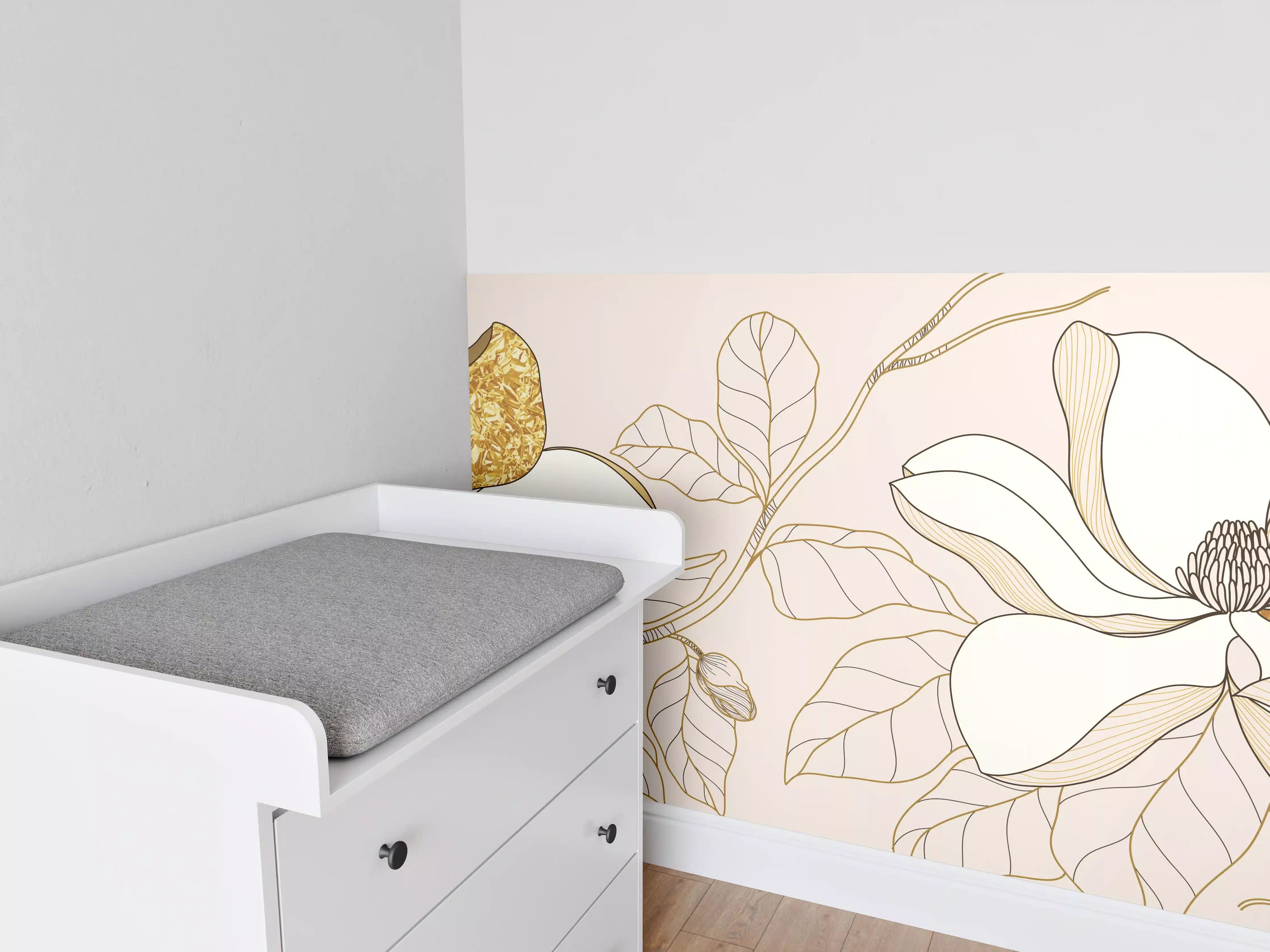 Babyzimmer Wandgestaltung - Goldene Blumenmuster Illustration