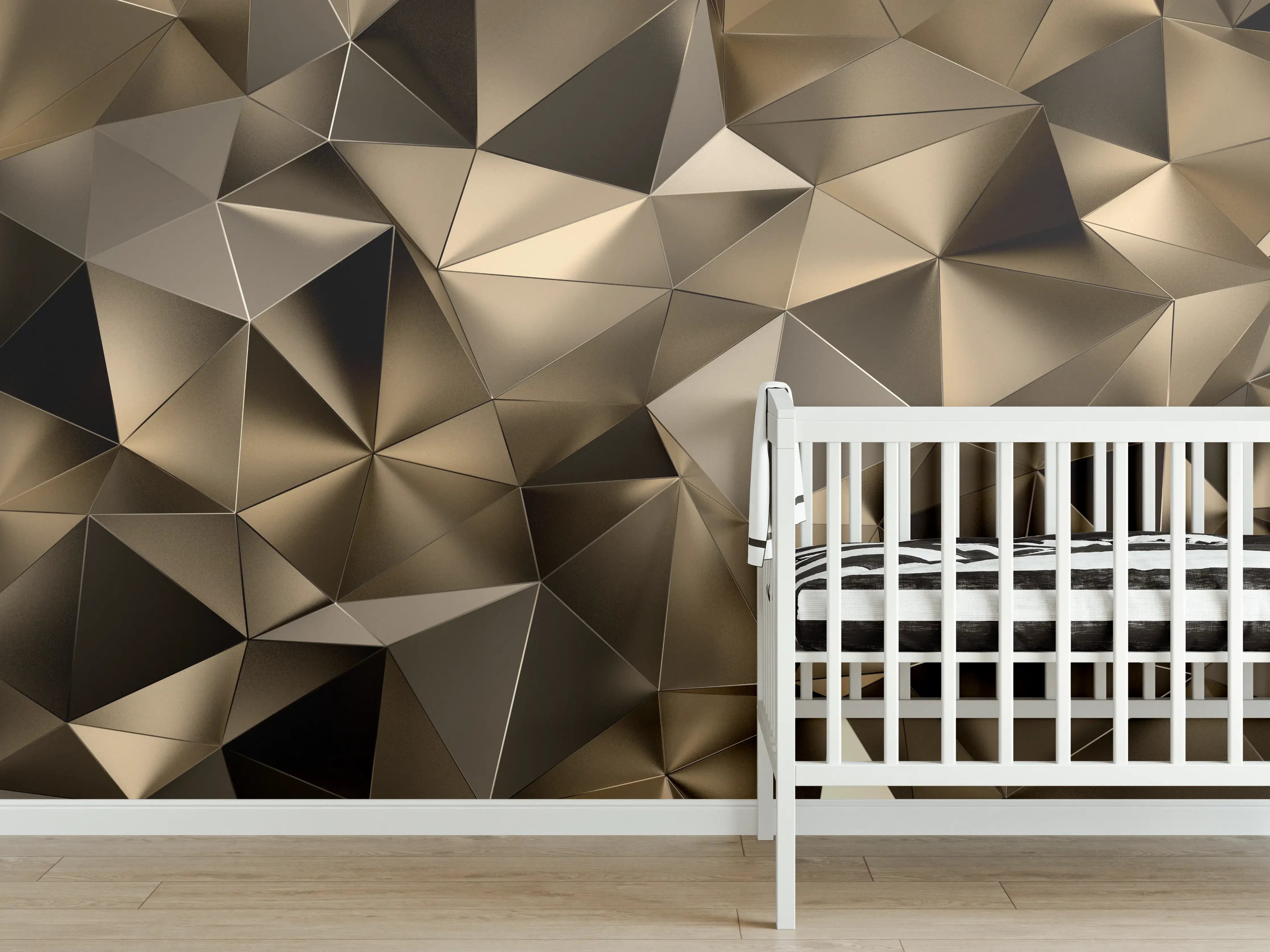 Babyzimmer Wandgestaltung - Goldene Dreieck Kristallstruktur