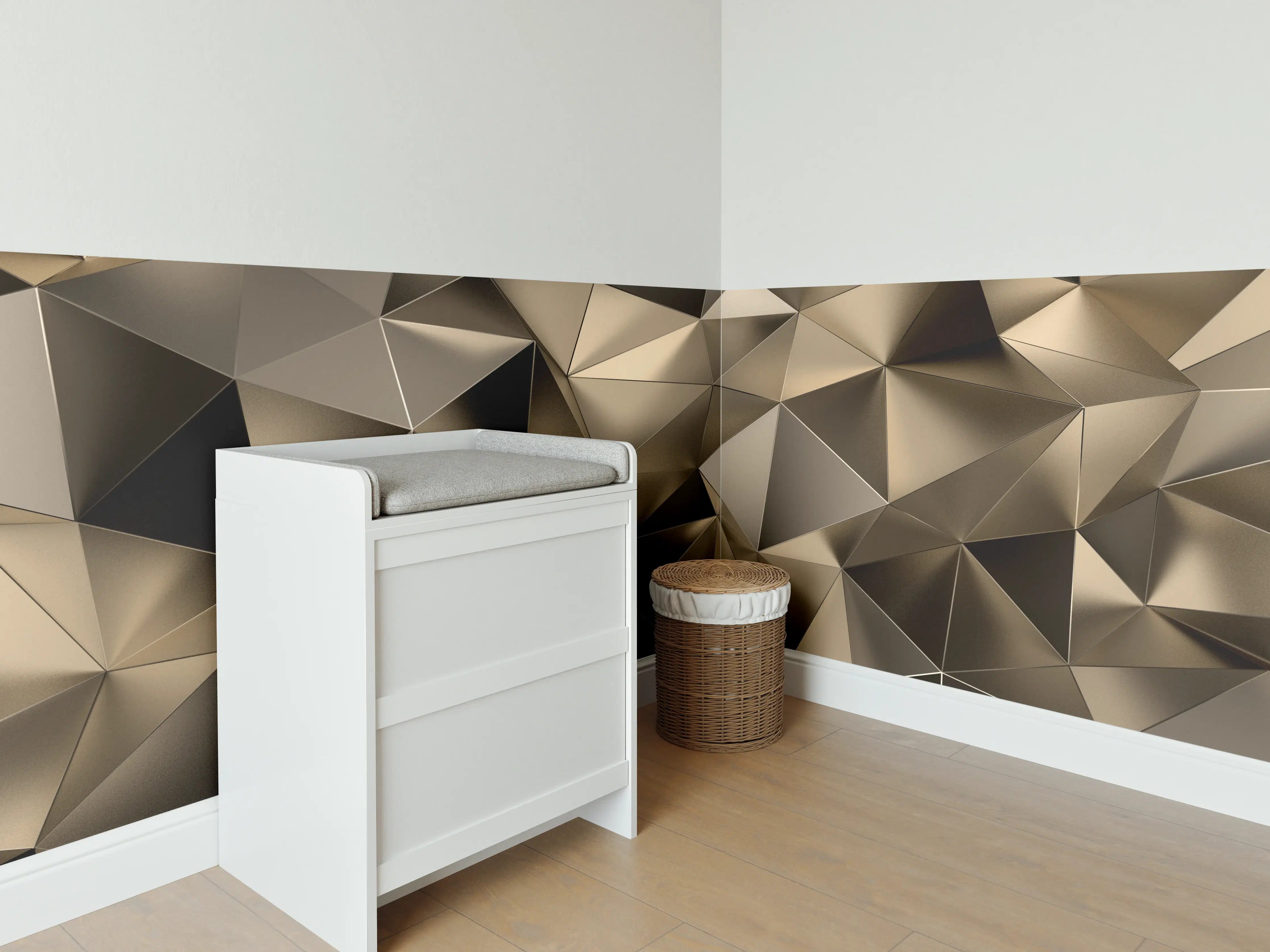 Babyzimmer Wandgestaltung - Goldene Dreieck Kristallstruktur