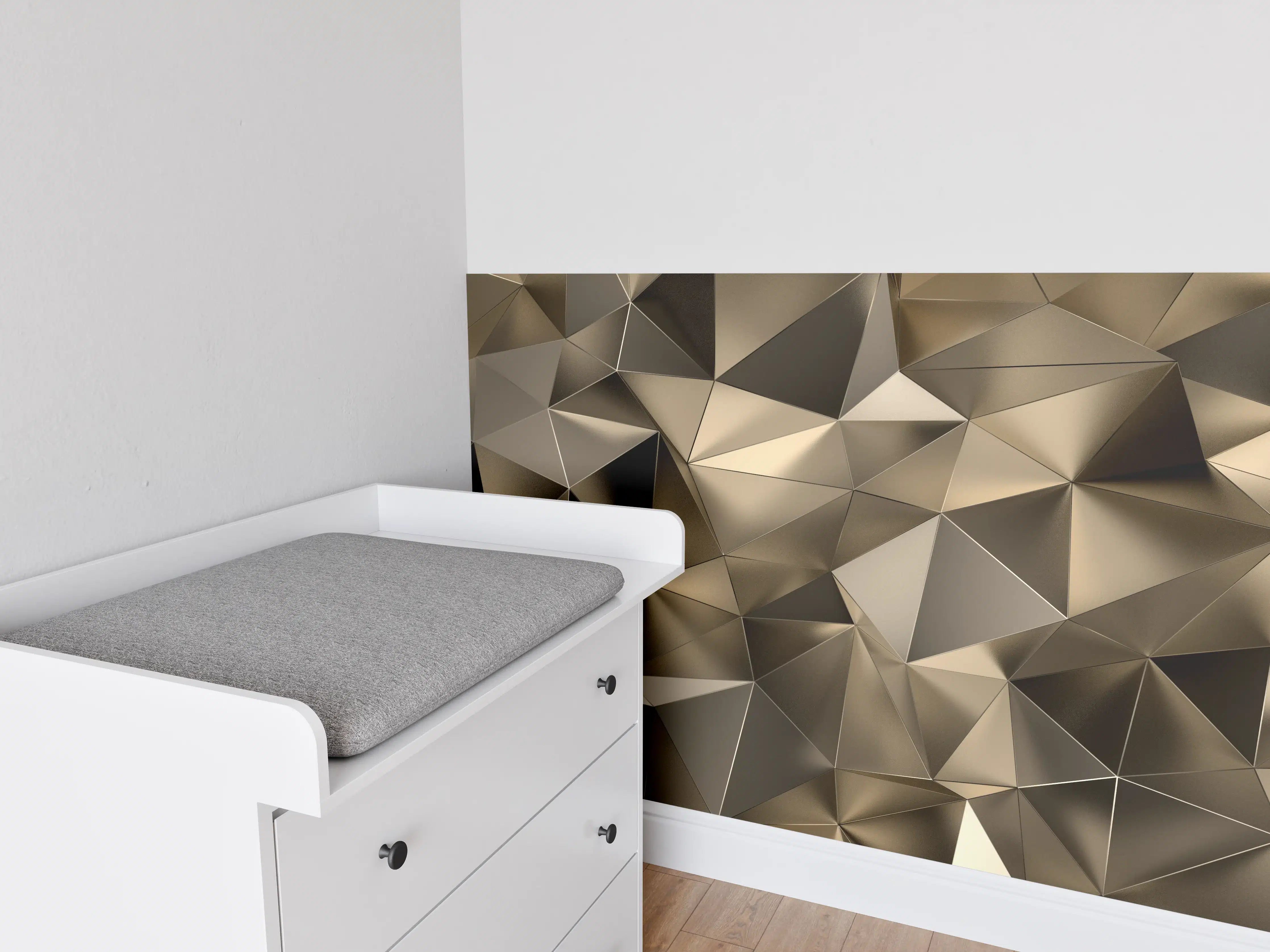 Babyzimmer Wandgestaltung - Goldene Dreieck Kristallstruktur
