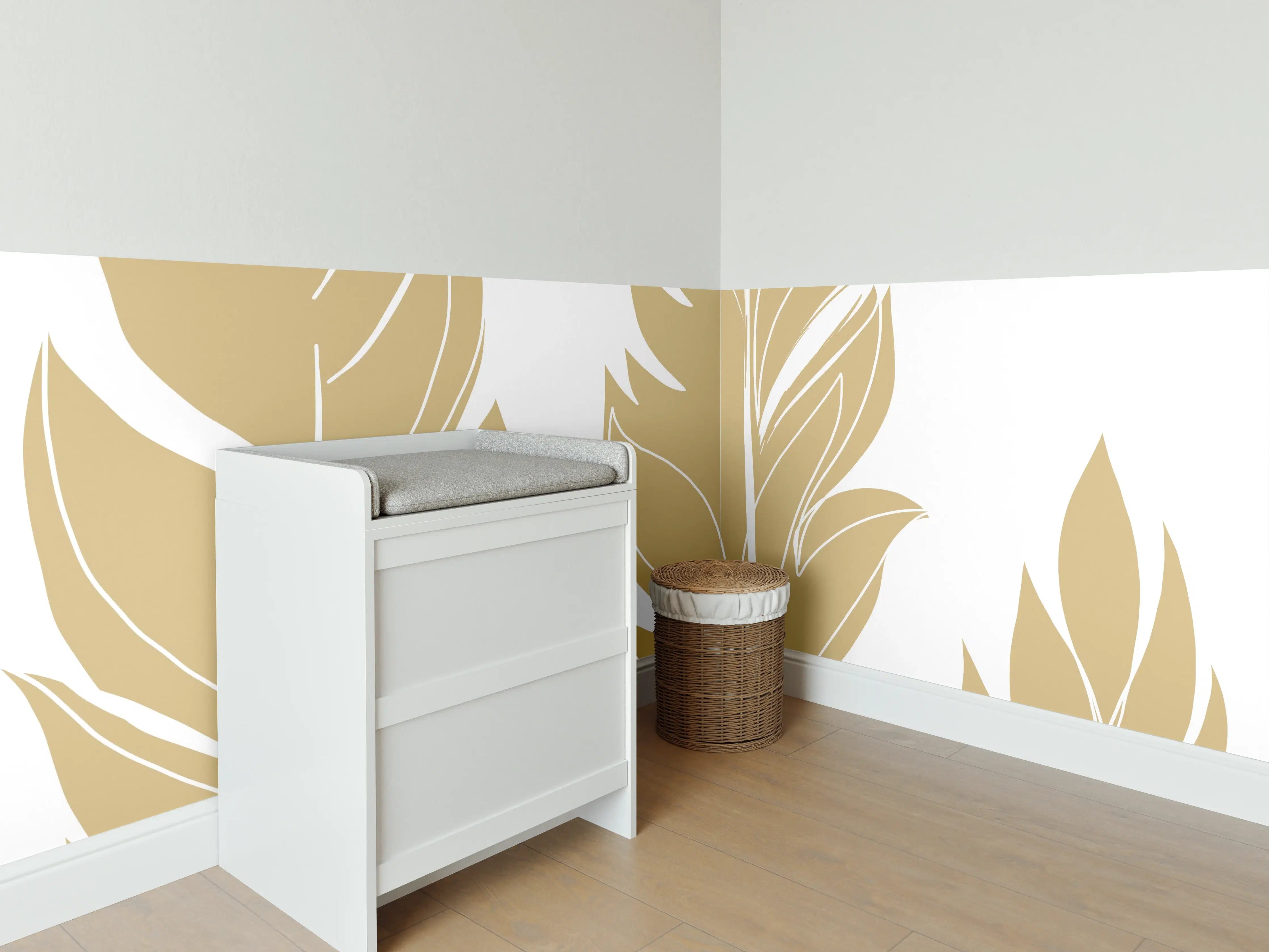 Babyzimmer Wandgestaltung - Goldene Feder Illustration