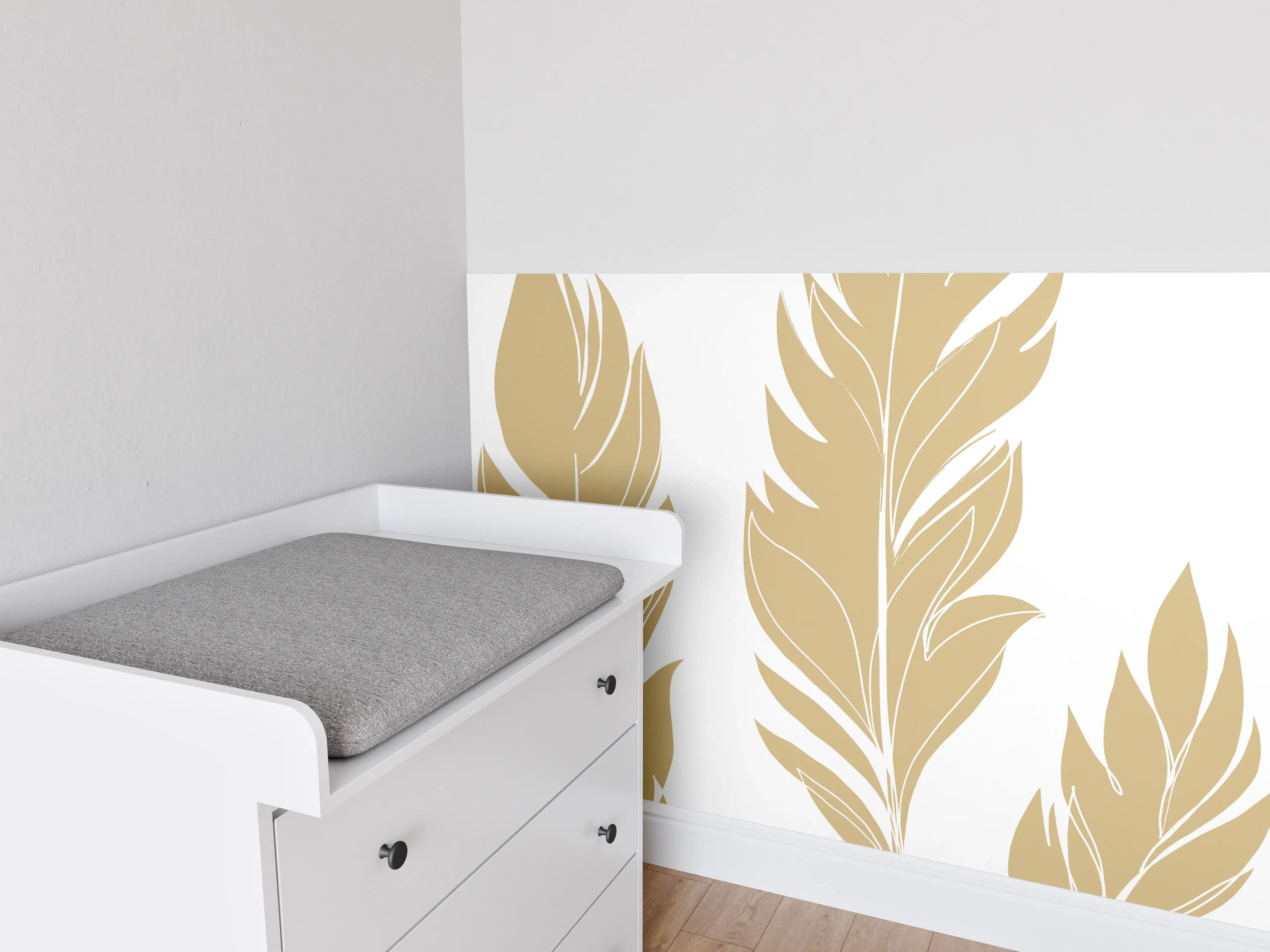 Babyzimmer Wandgestaltung - Goldene Feder Illustration