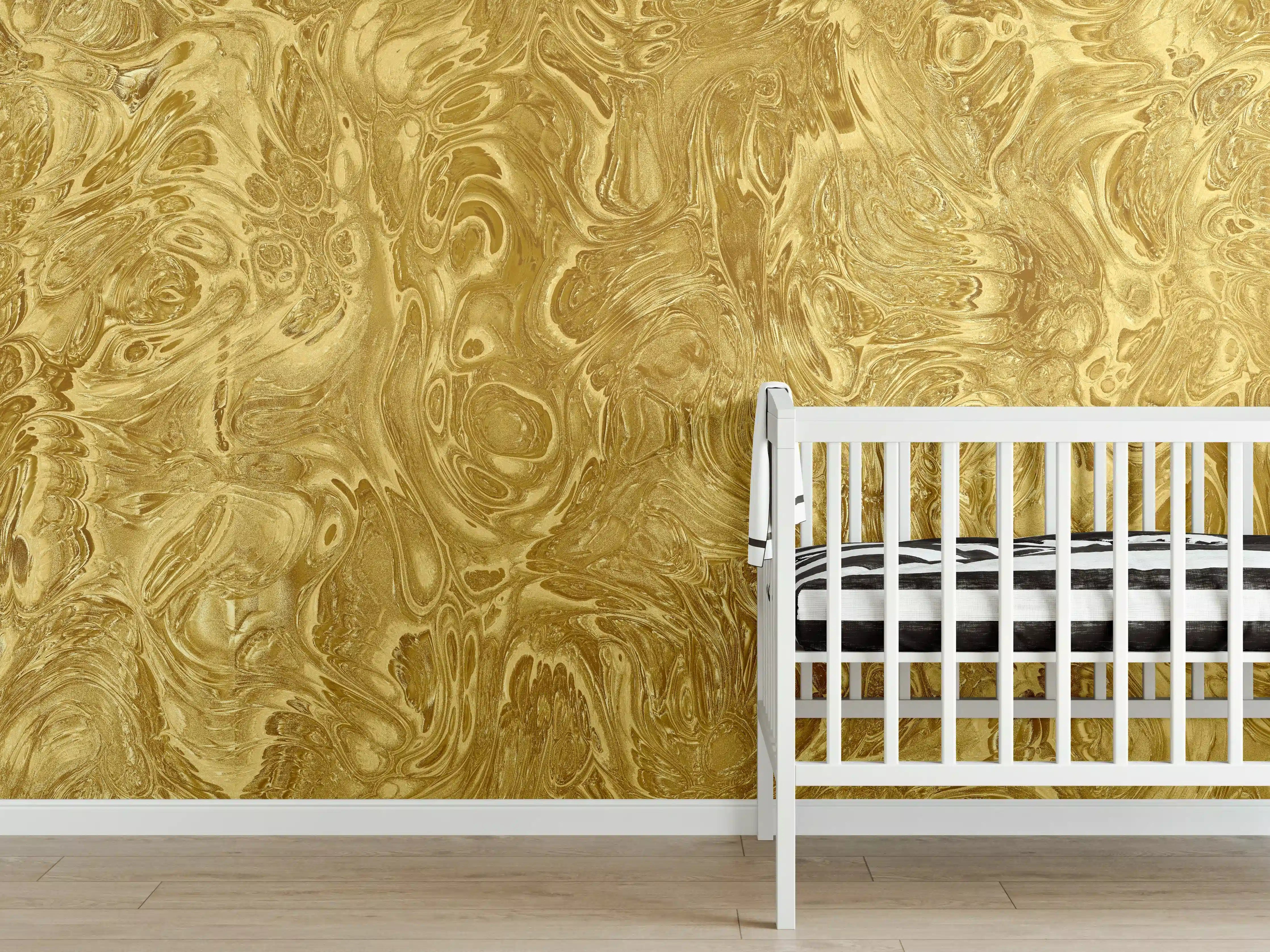 Babyzimmer Wandgestaltung - Goldene Flüssigkunst - Luxus