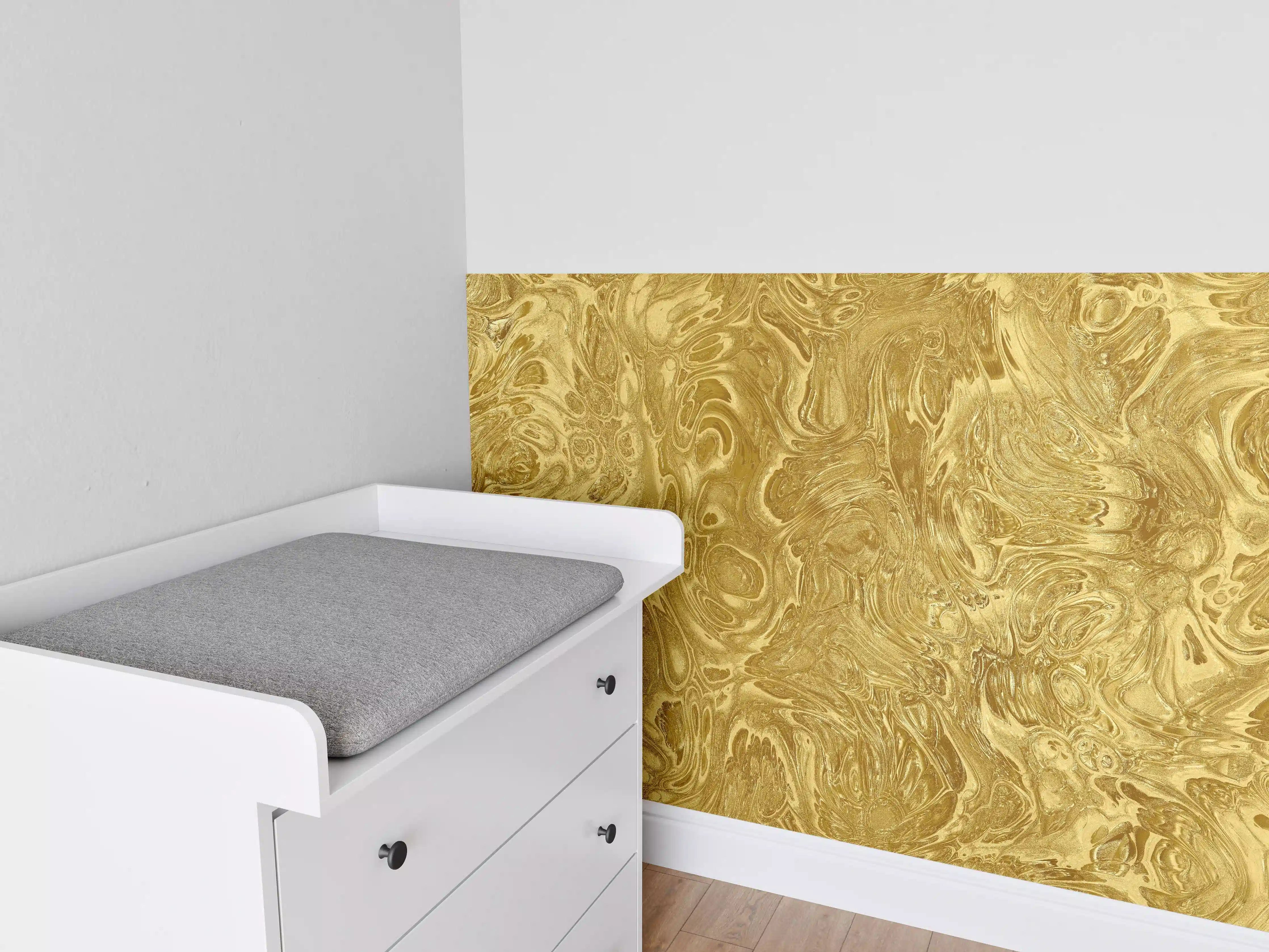 Babyzimmer Wandgestaltung - Goldene Flüssigkunst - Luxus
