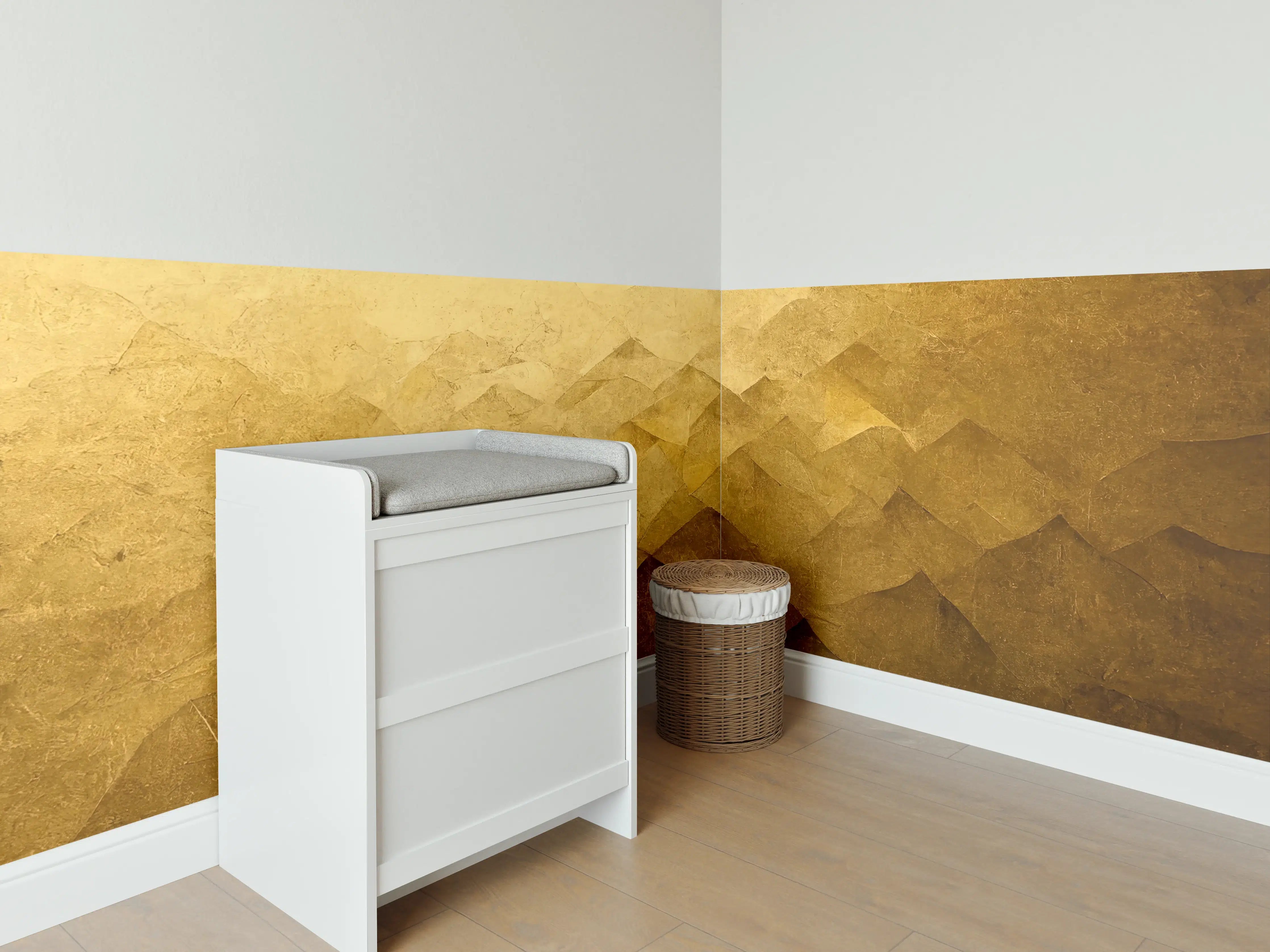 Babyzimmer Wandgestaltung - Goldene Geometrische Textur