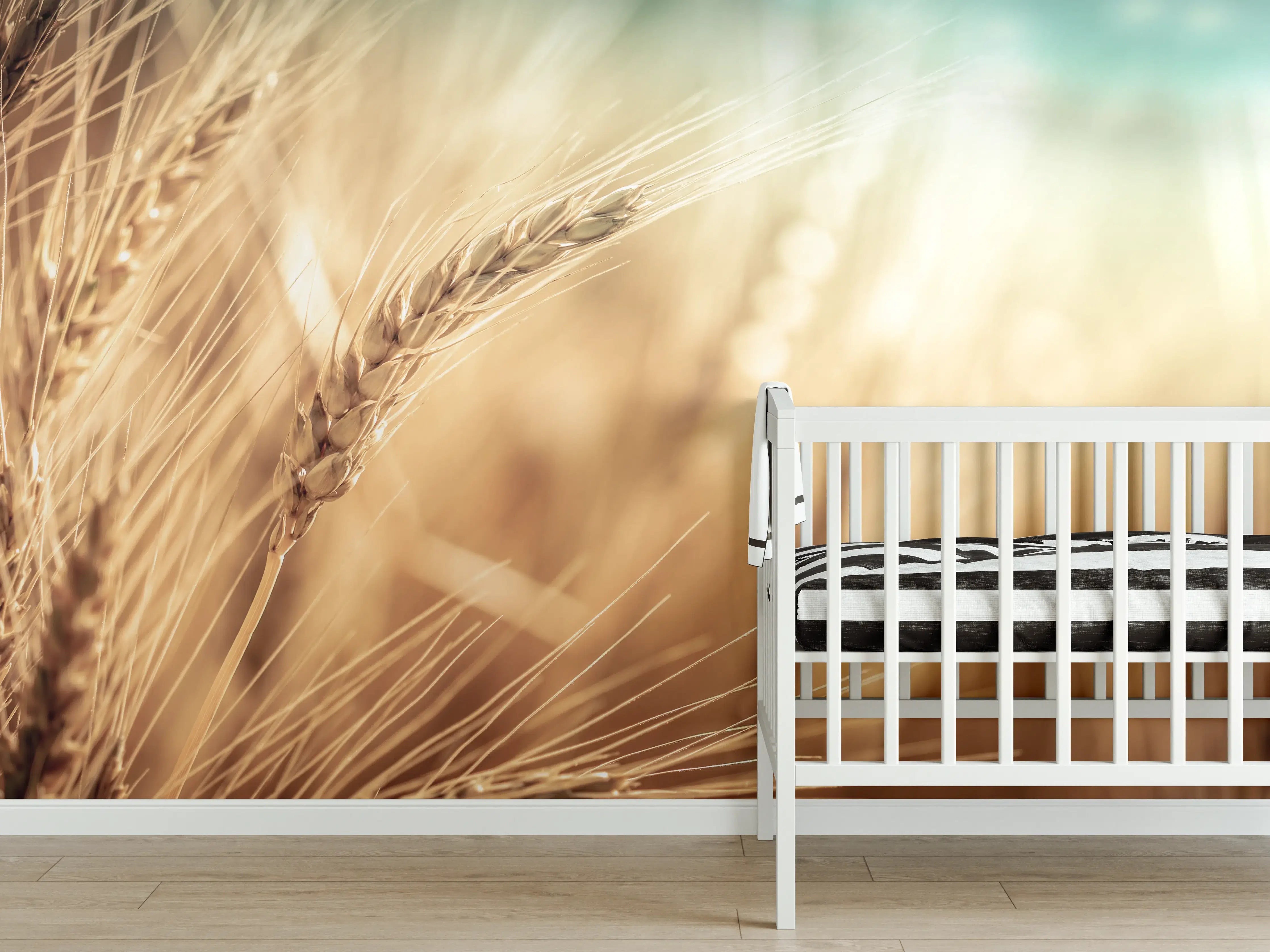 Babyzimmer Wandgestaltung - Goldene Getreideähren im Sonnenlicht
