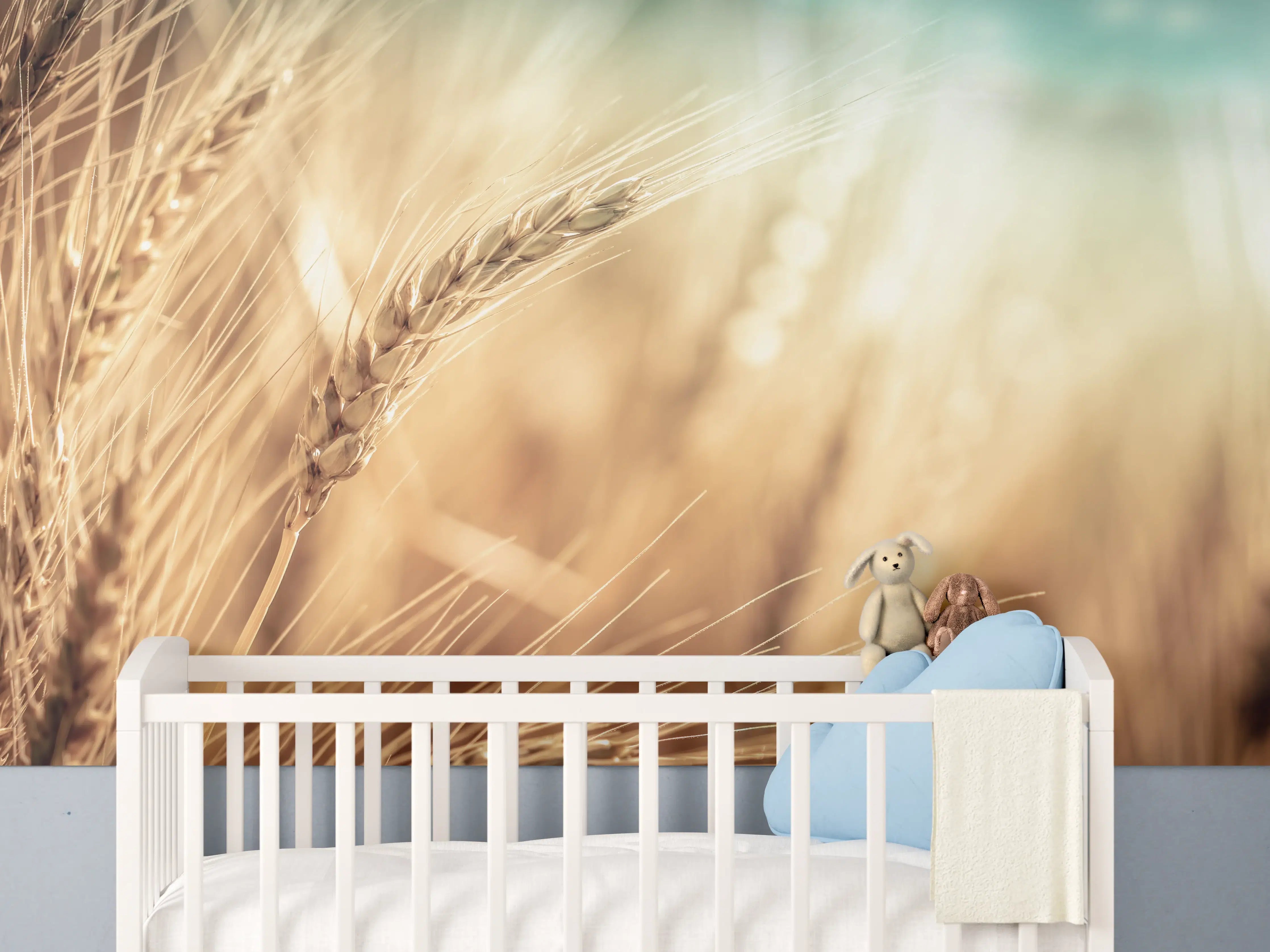 Babyzimmer Wandgestaltung - Goldene Getreideähren im Sonnenlicht