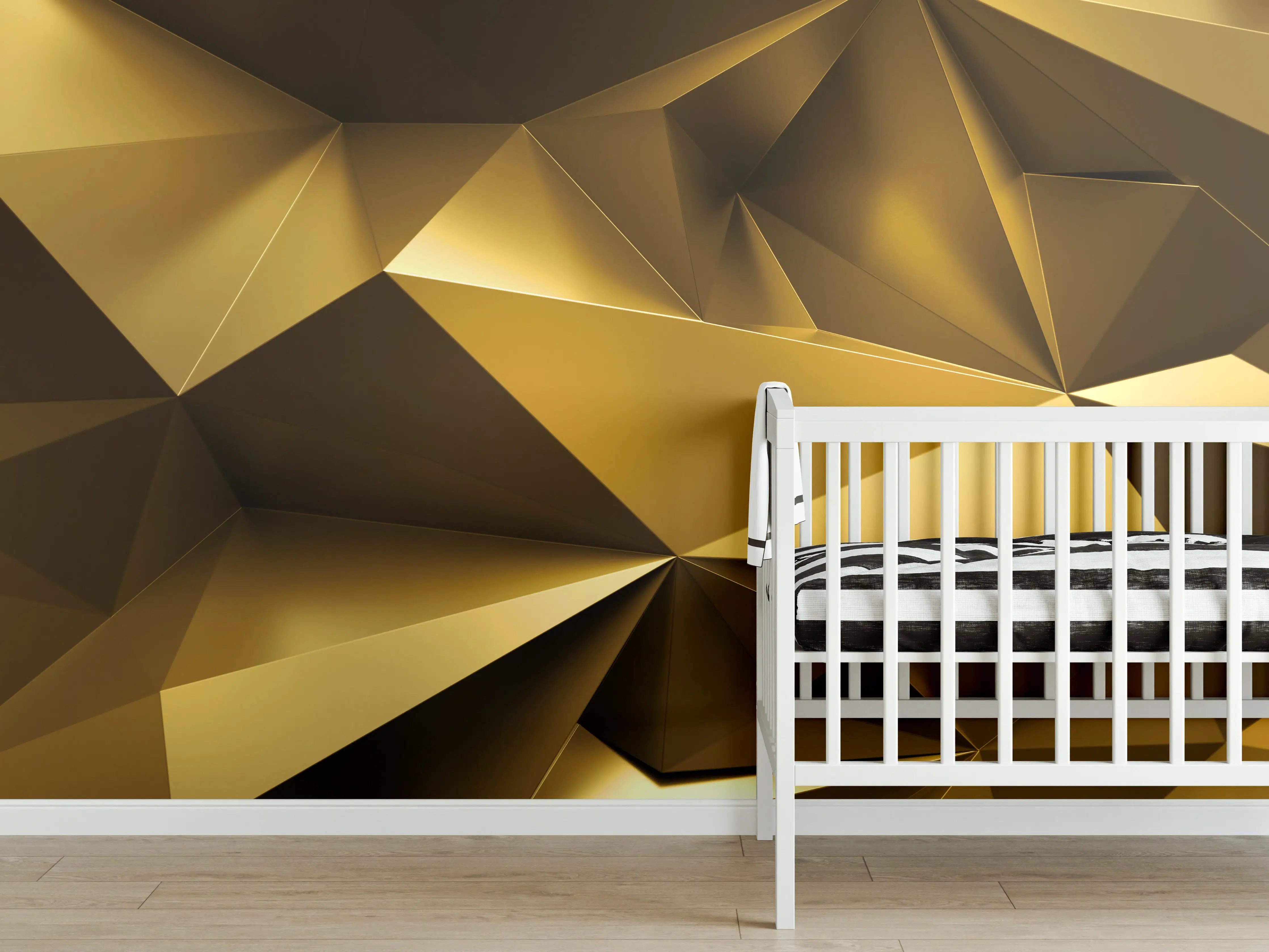 Babyzimmer Wandgestaltung - Goldene Kristall Polygon Tapete