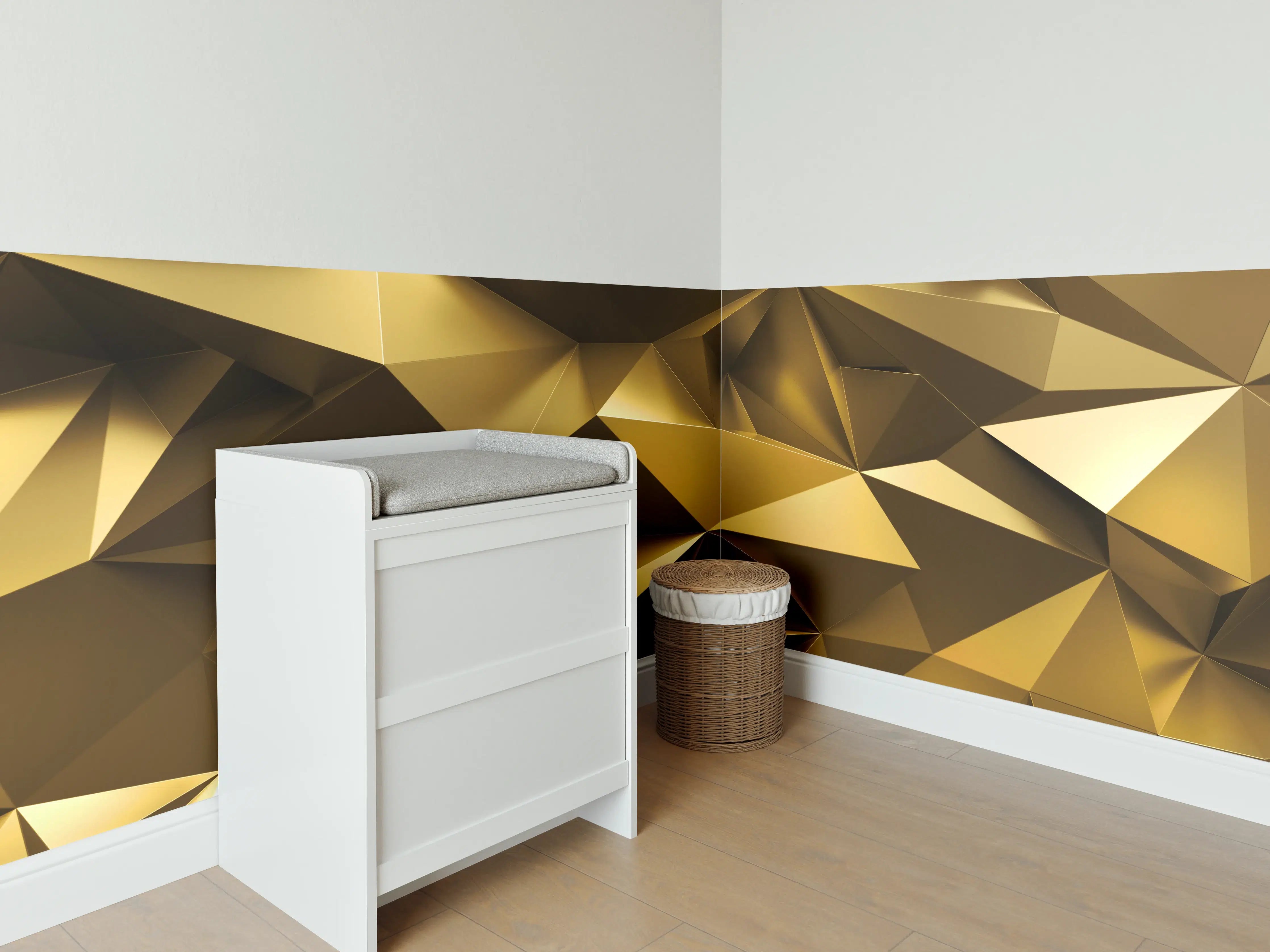 Babyzimmer Wandgestaltung - Goldene Kristall Polygon Tapete