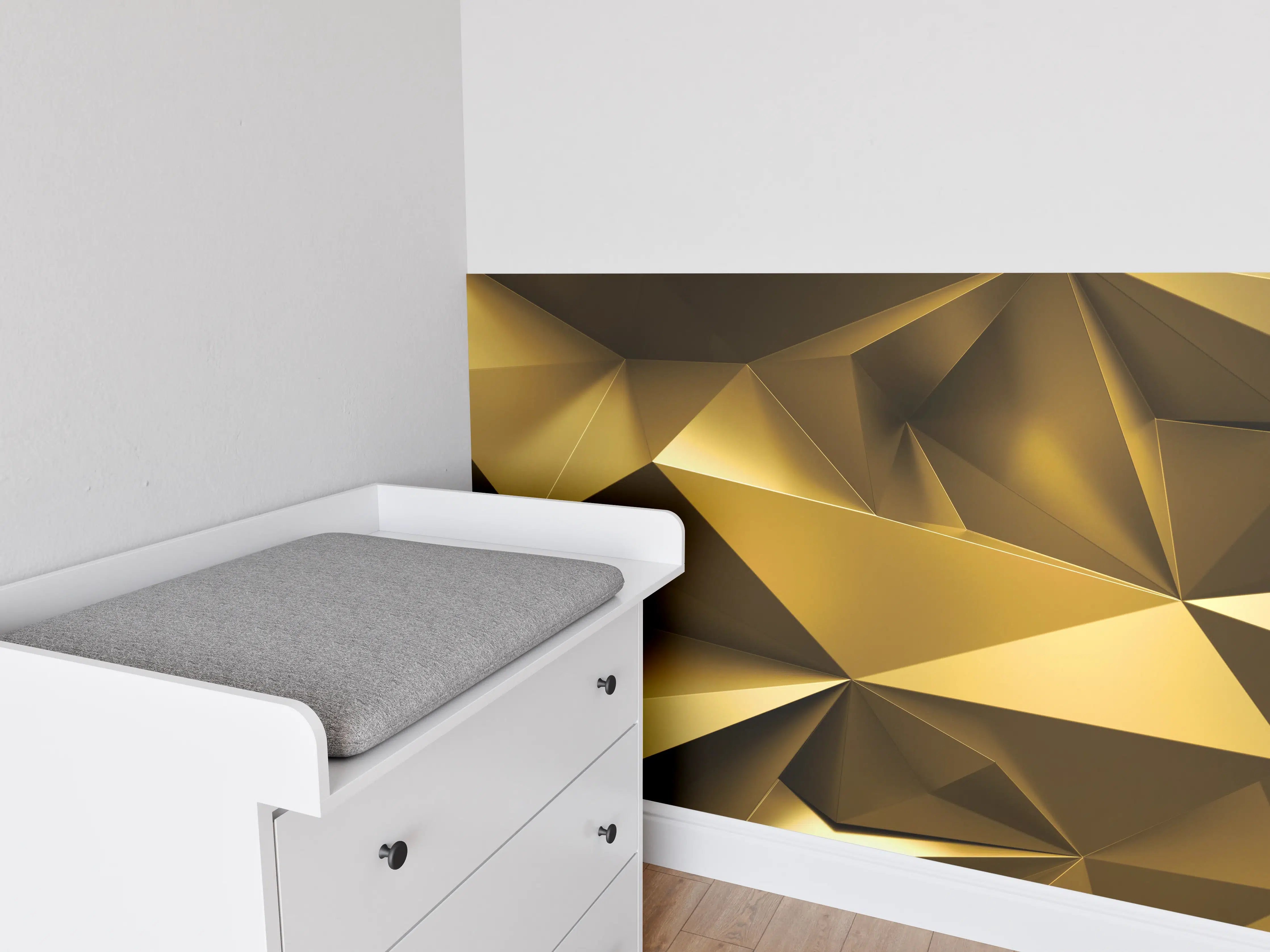 Babyzimmer Wandgestaltung - Goldene Kristall Polygon Tapete