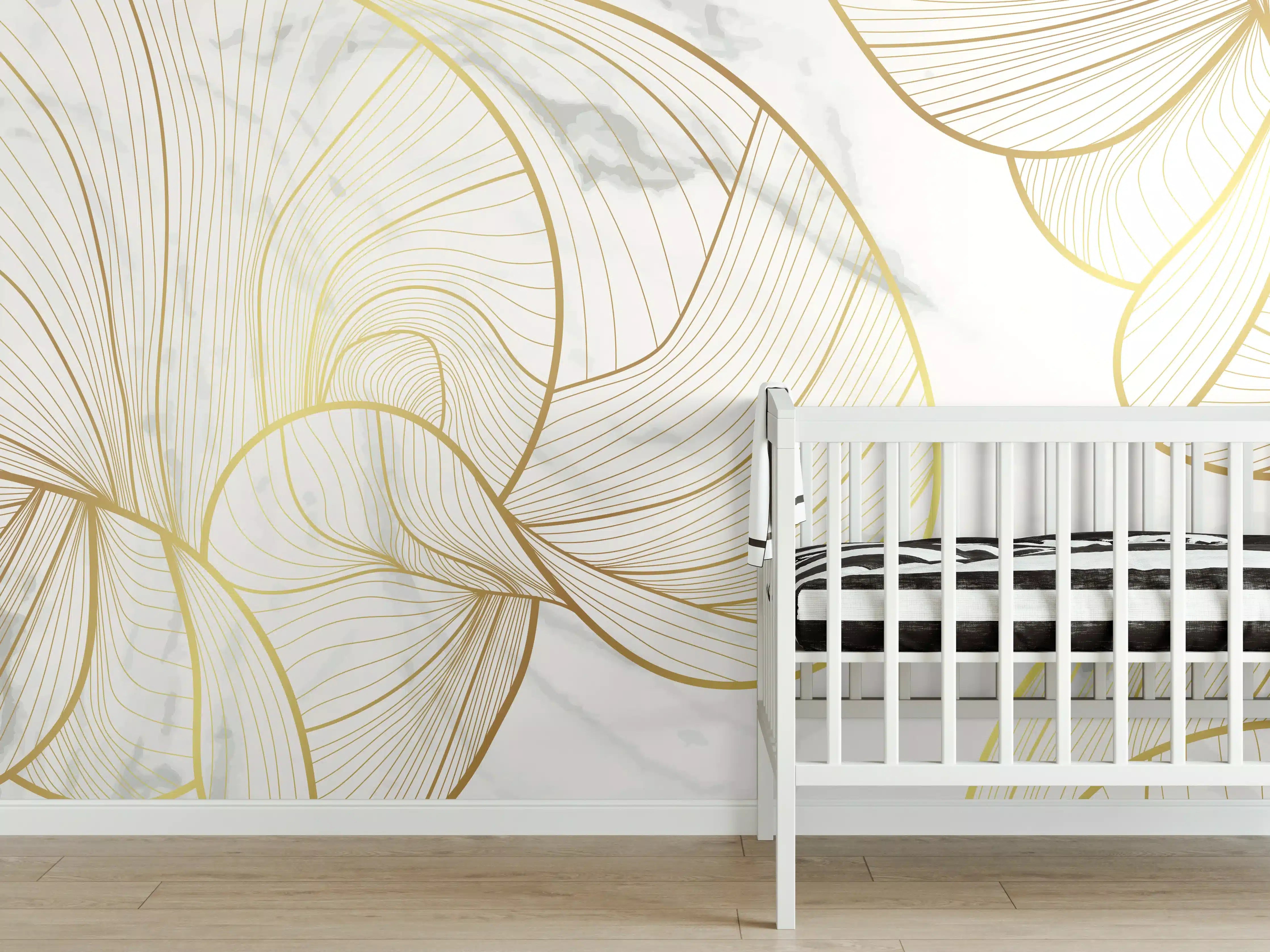 Babyzimmer Wandgestaltung - Goldene Linien auf Marmor