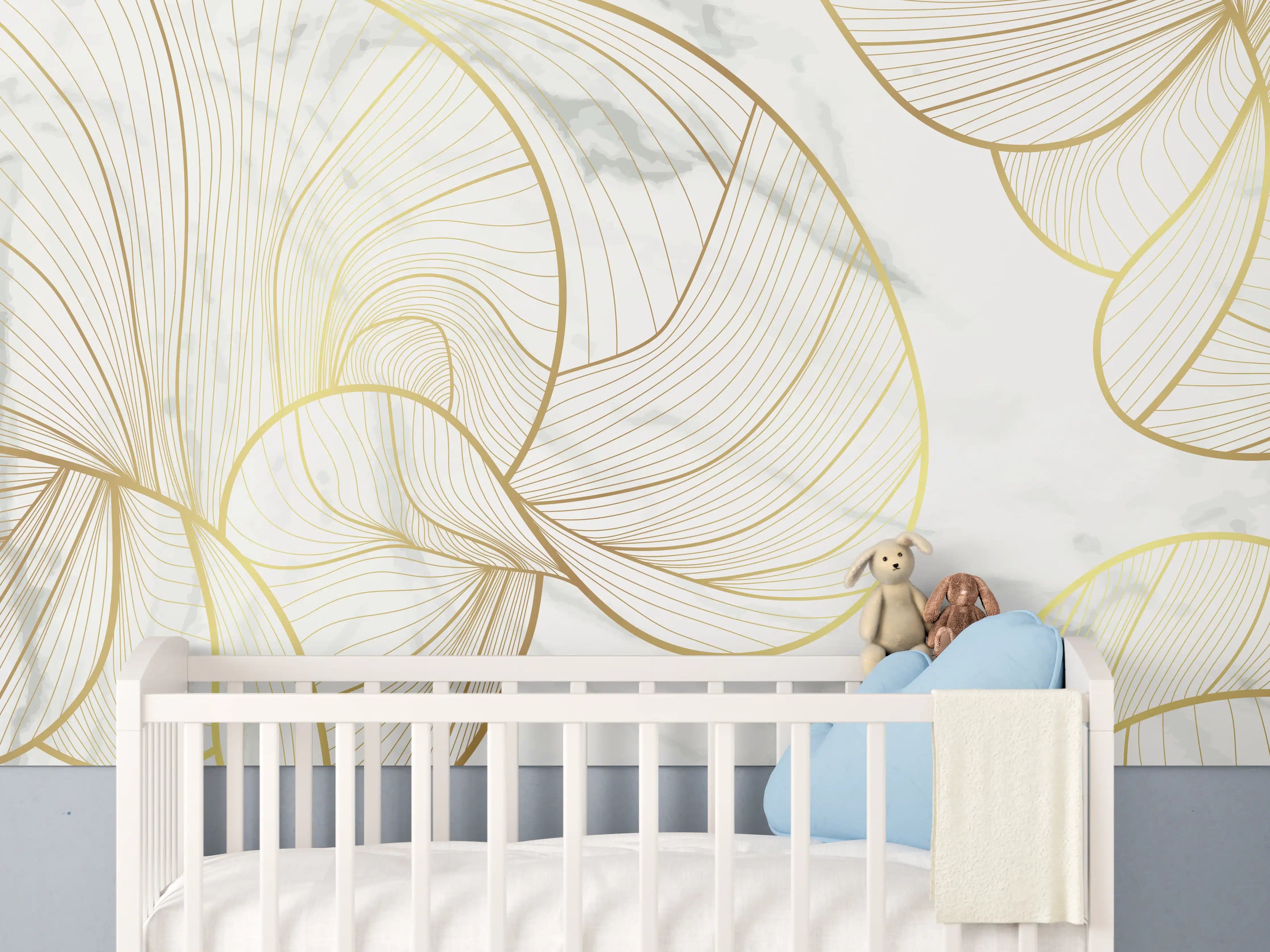 Babyzimmer Wandgestaltung - Goldene Linien auf Marmor