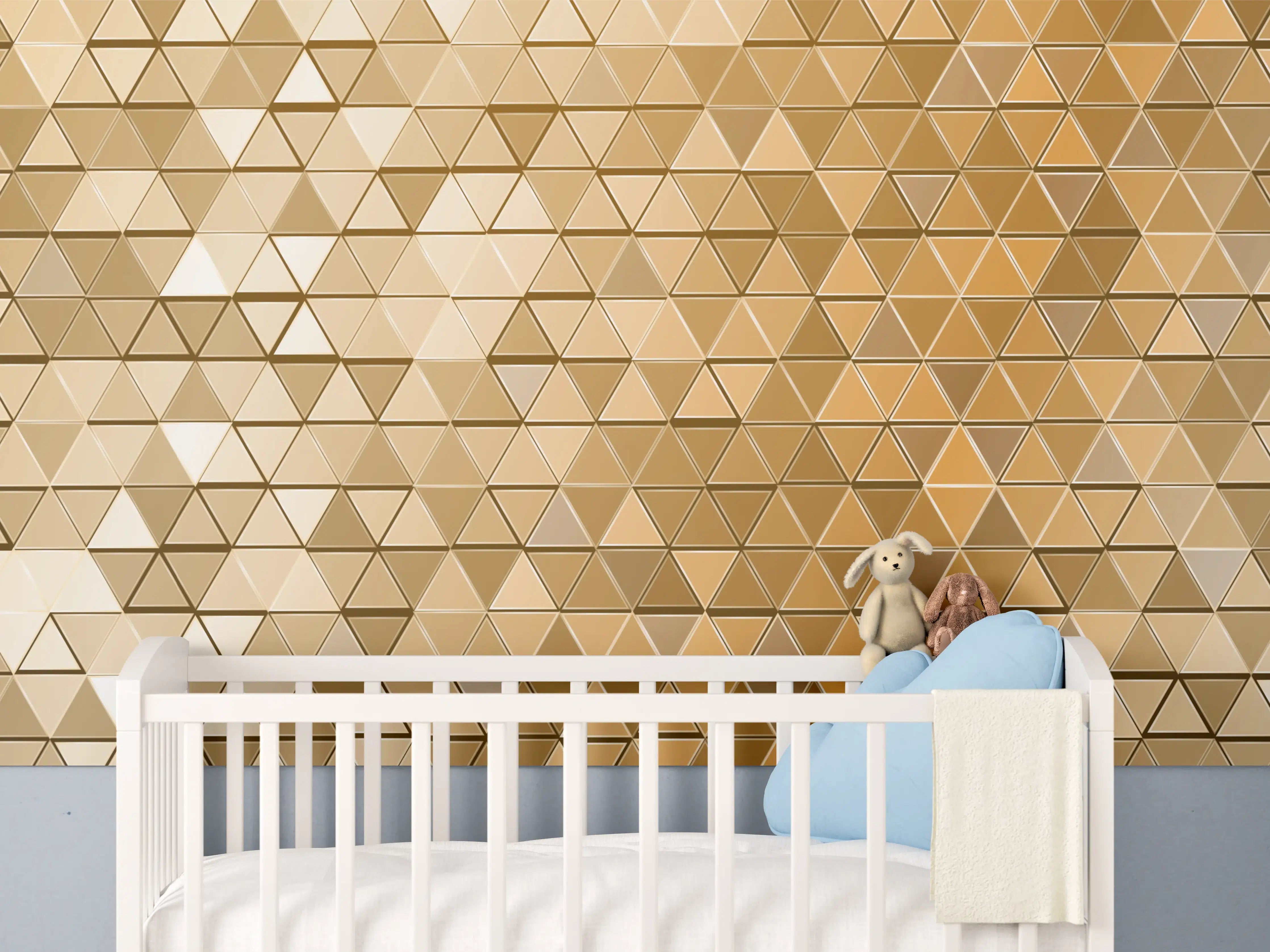 Babyzimmer Wandgestaltung - Goldene Metall-Mosaikstruktur