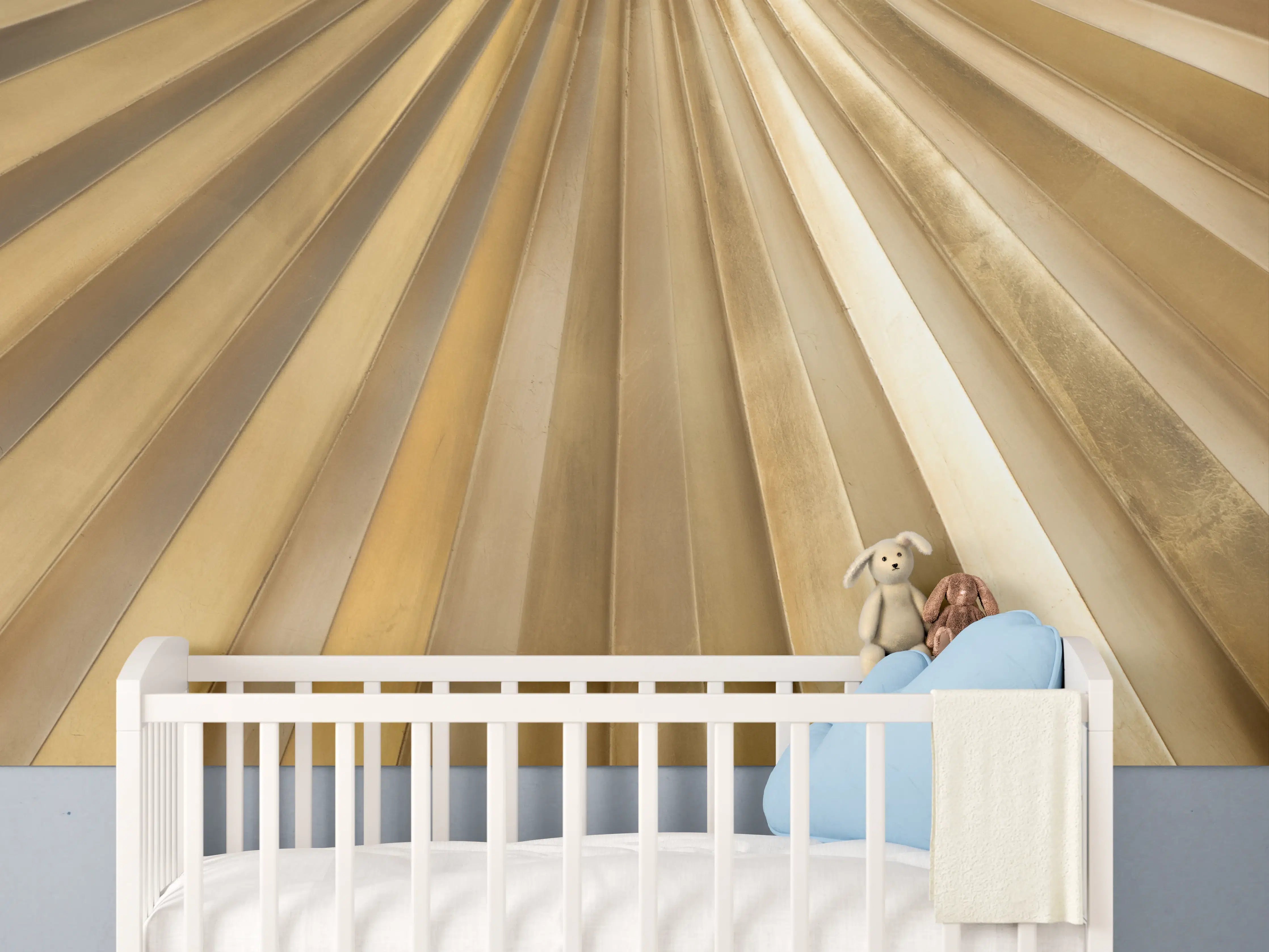 Babyzimmer Wandgestaltung - Goldene Metallstrukturen