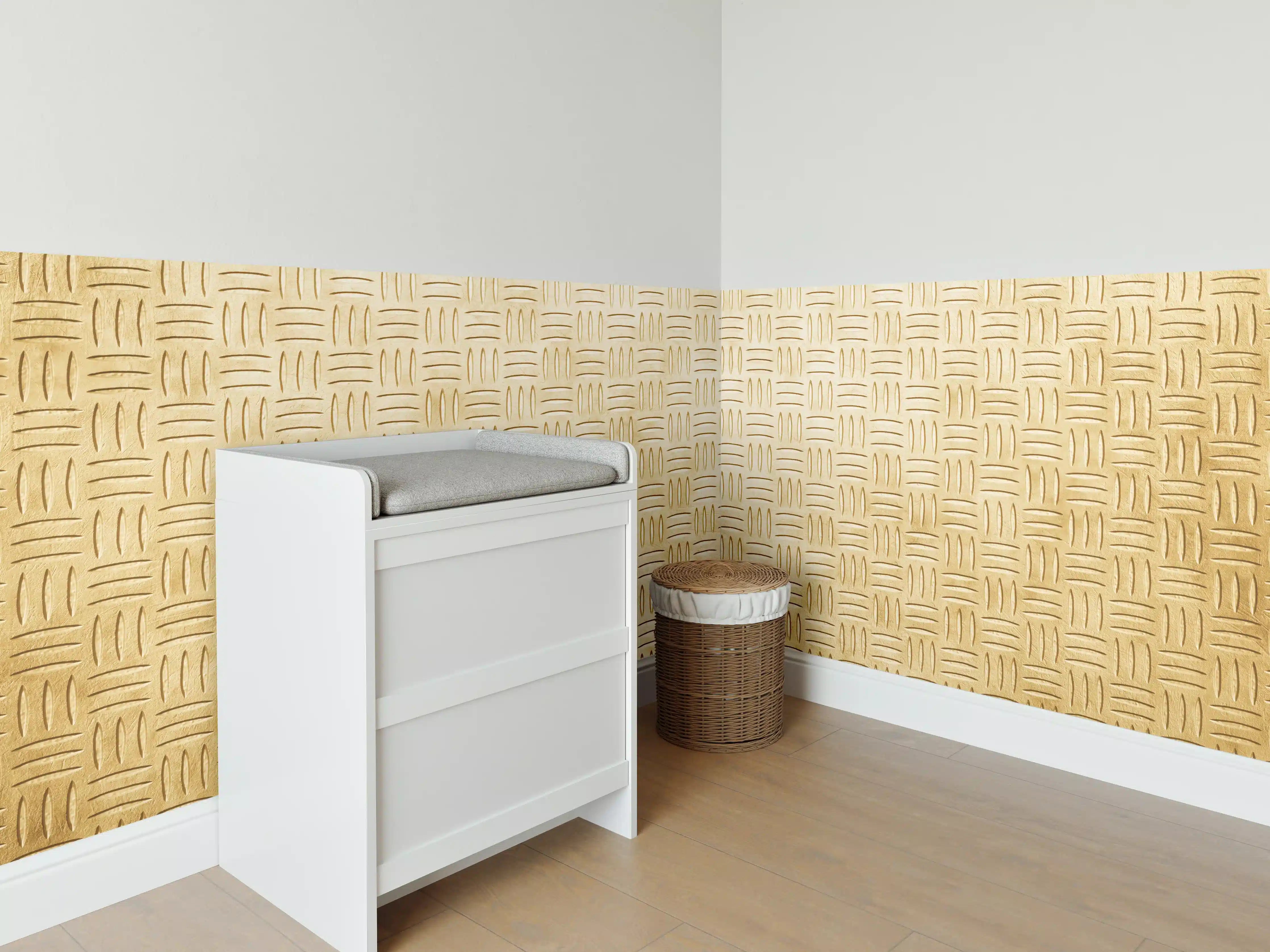 Babyzimmer Wandgestaltung - Goldene Musterfolie