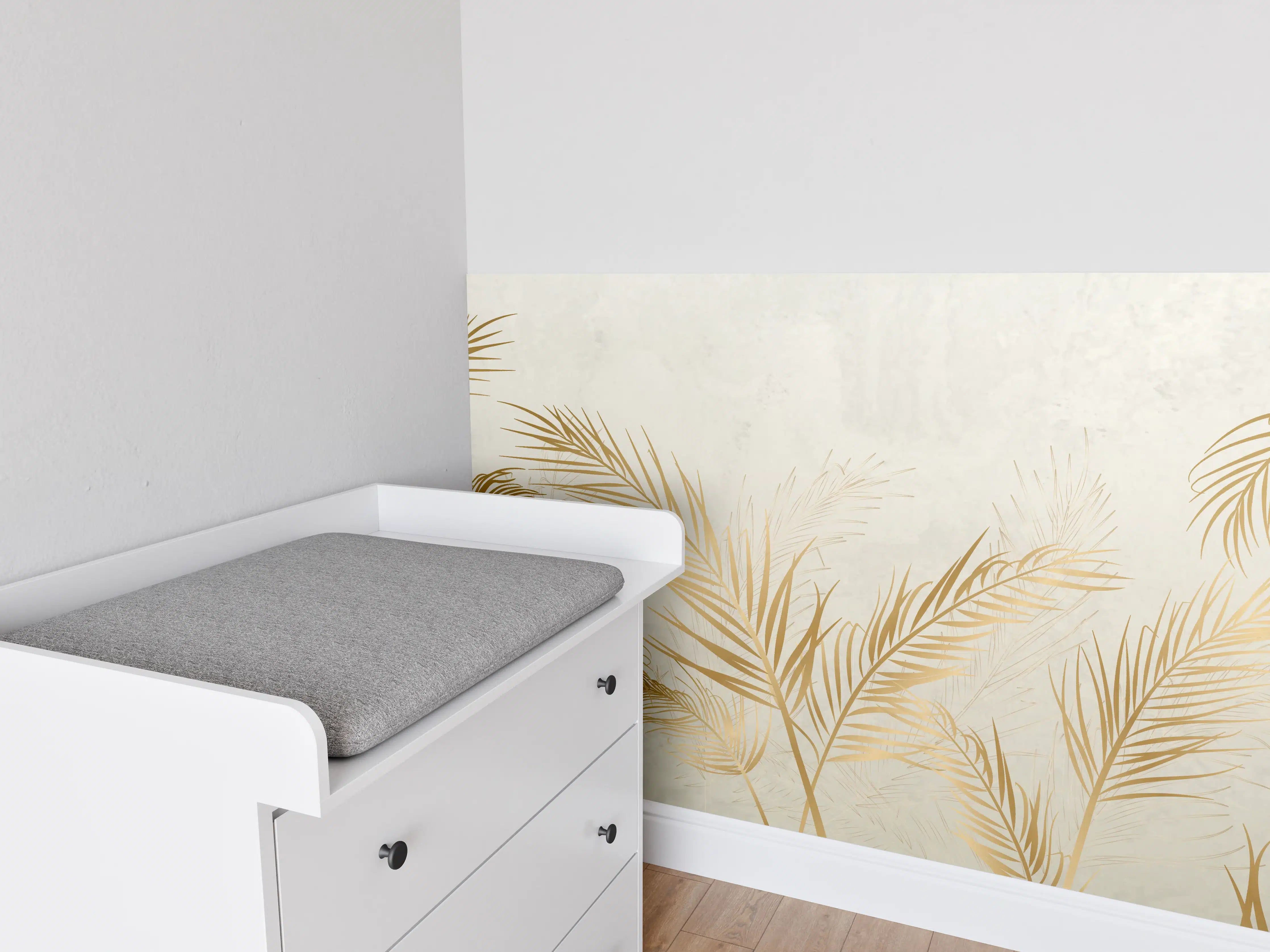 Babyzimmer Wandgestaltung - Goldene Palmwedel Deko
