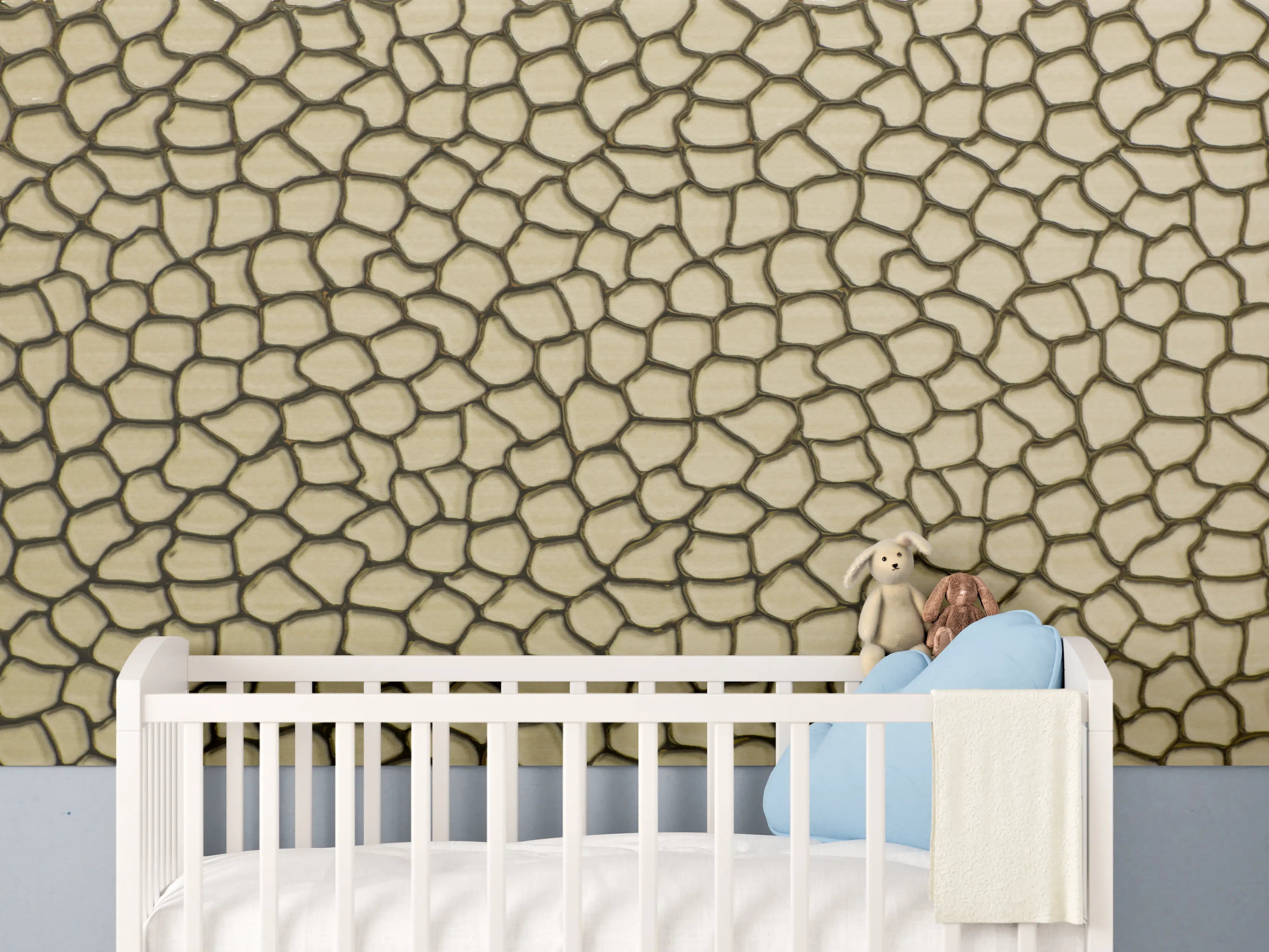 Babyzimmer Wandgestaltung - Goldene Risse Textur mit warmen Tönen